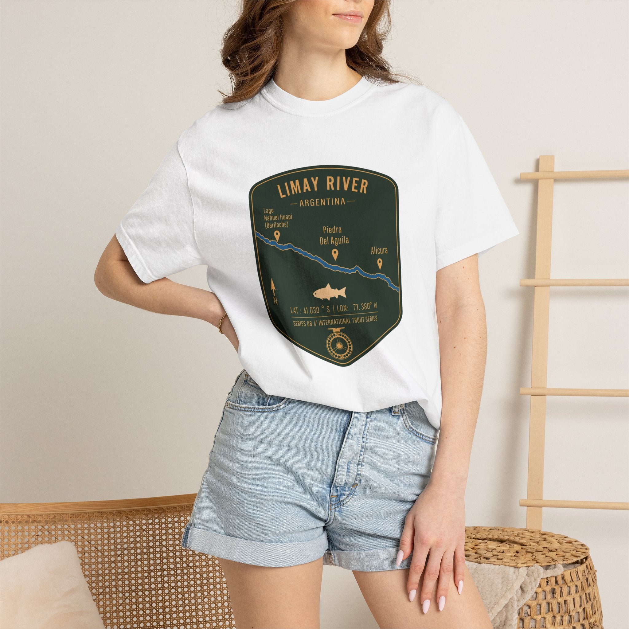 Global Series - Limay River Argentina Fishing Map T-Shirt | River Map, Trout Graphic