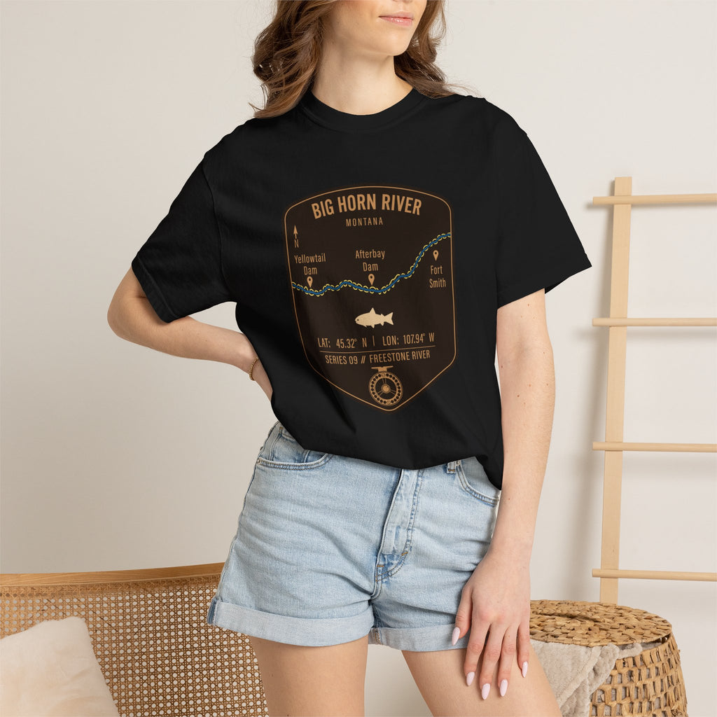 Big Horn River Fishing Map T-Shirt | River Map, Trout Graphic