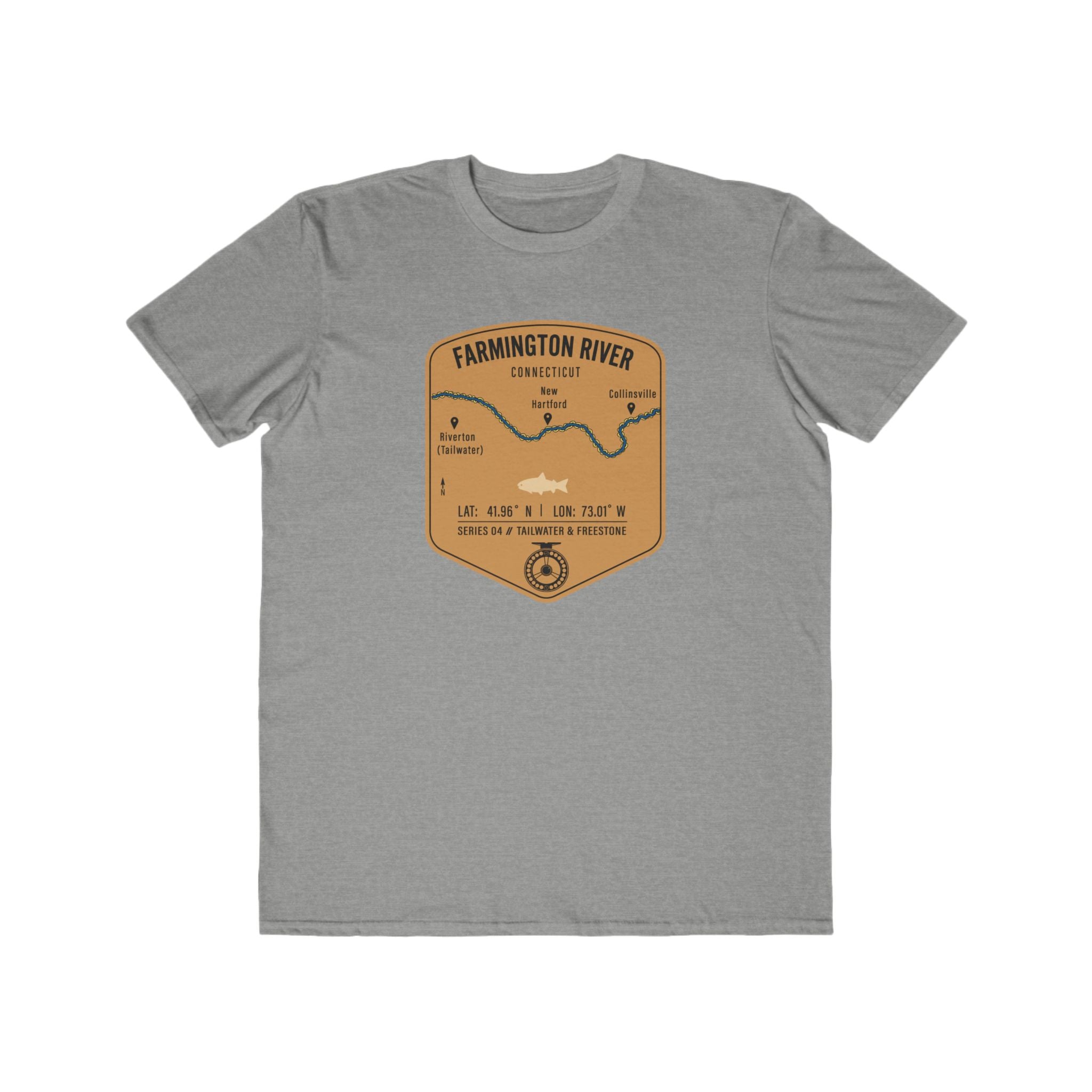 Farmington River Fishing Patch Tee | Trout Fly Rod Angler Shirt