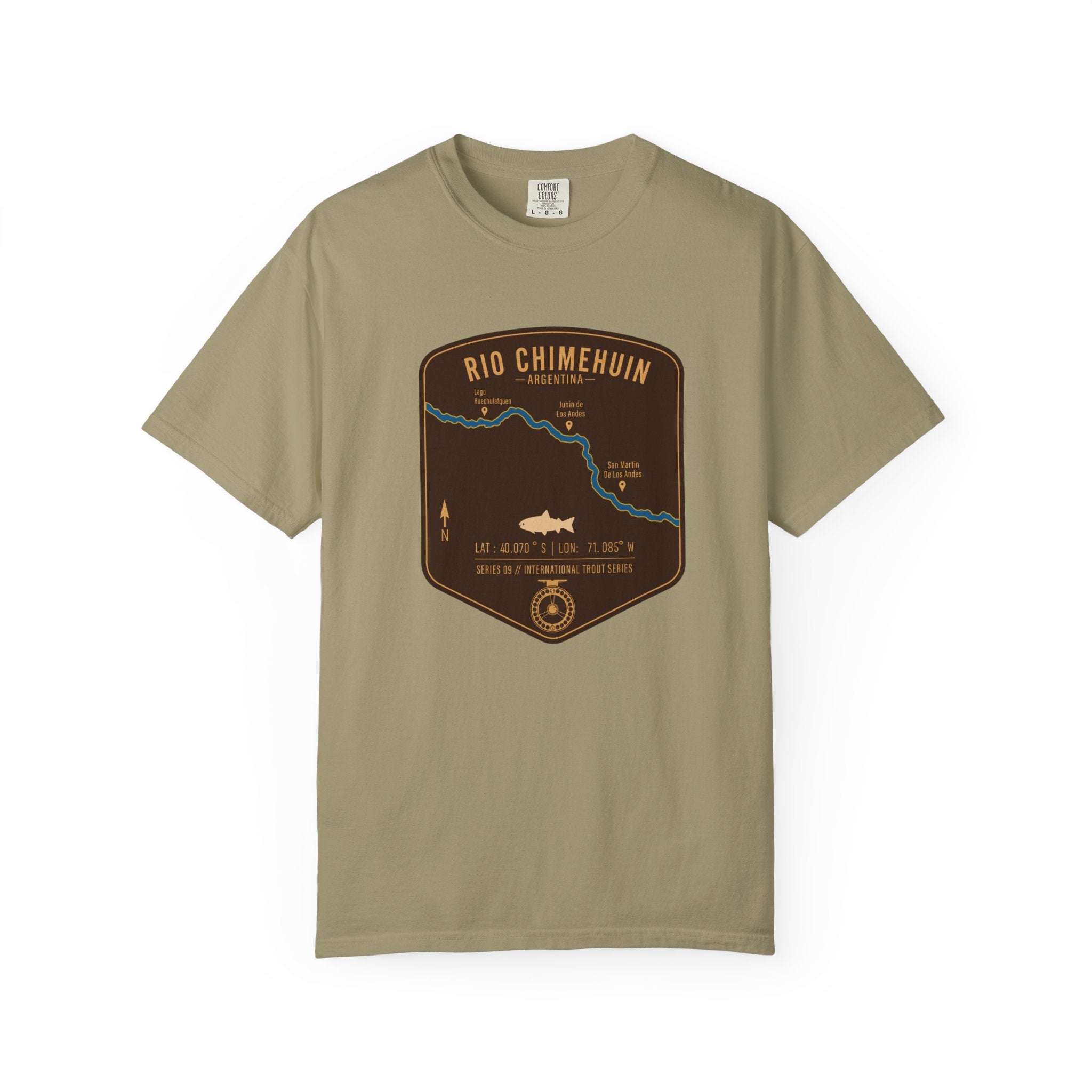 Global Series - Chimehuin River Argentina Fishing Map T-Shirt | River Map, Trout Graphic
