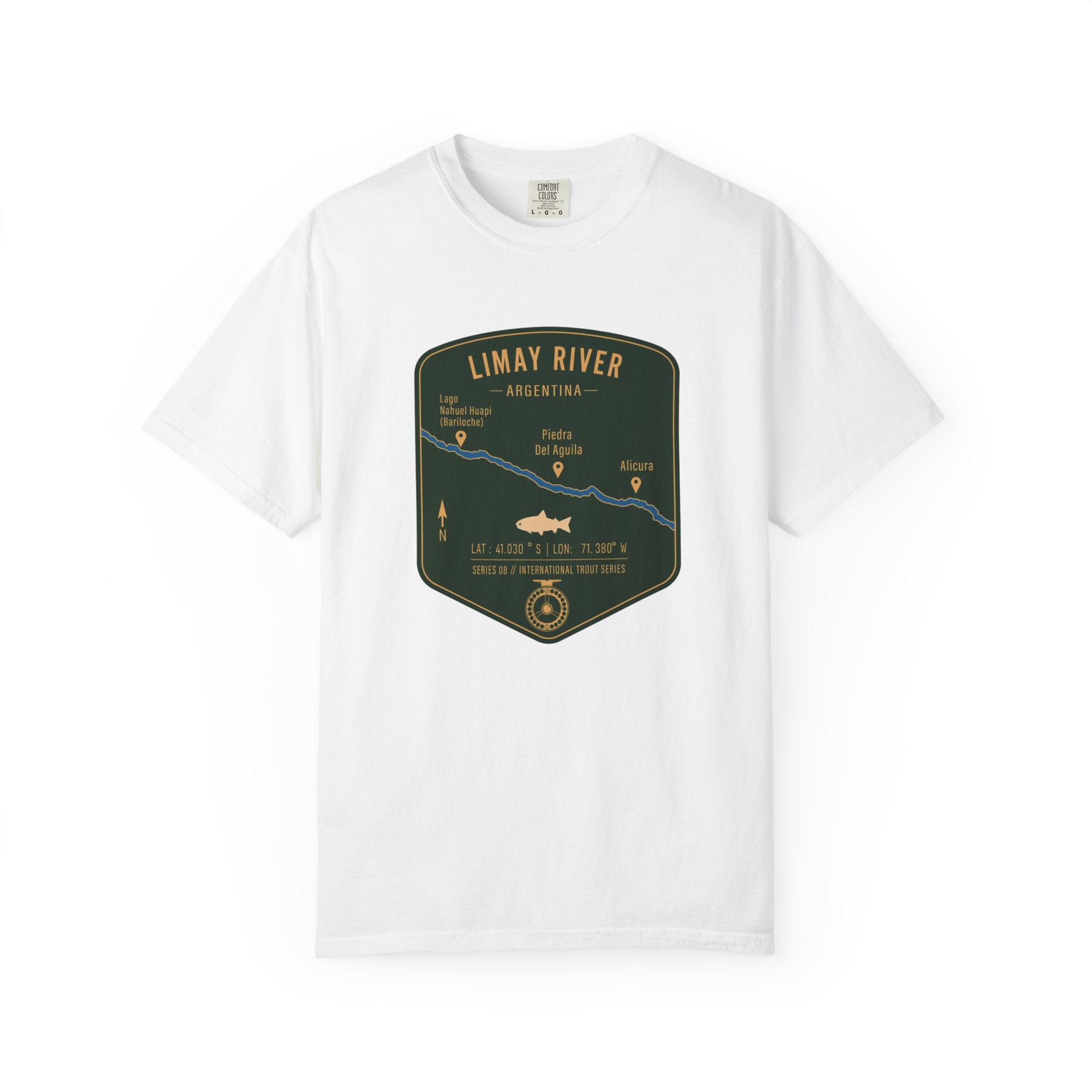 Global Series - Limay River Argentina Fishing Map T-Shirt | River Map, Trout Graphic