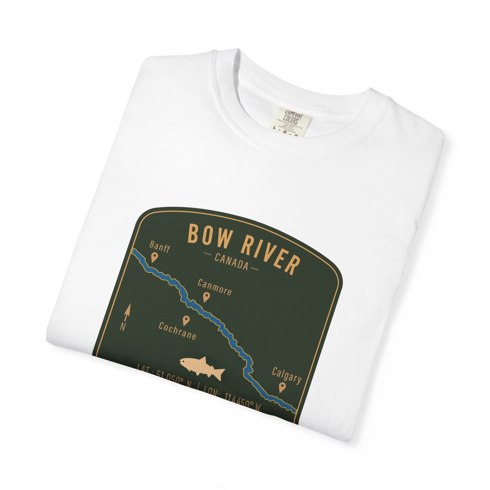 Global Series - Bow River Canada Fishing Map T-Shirt | River Map, Trout Graphic