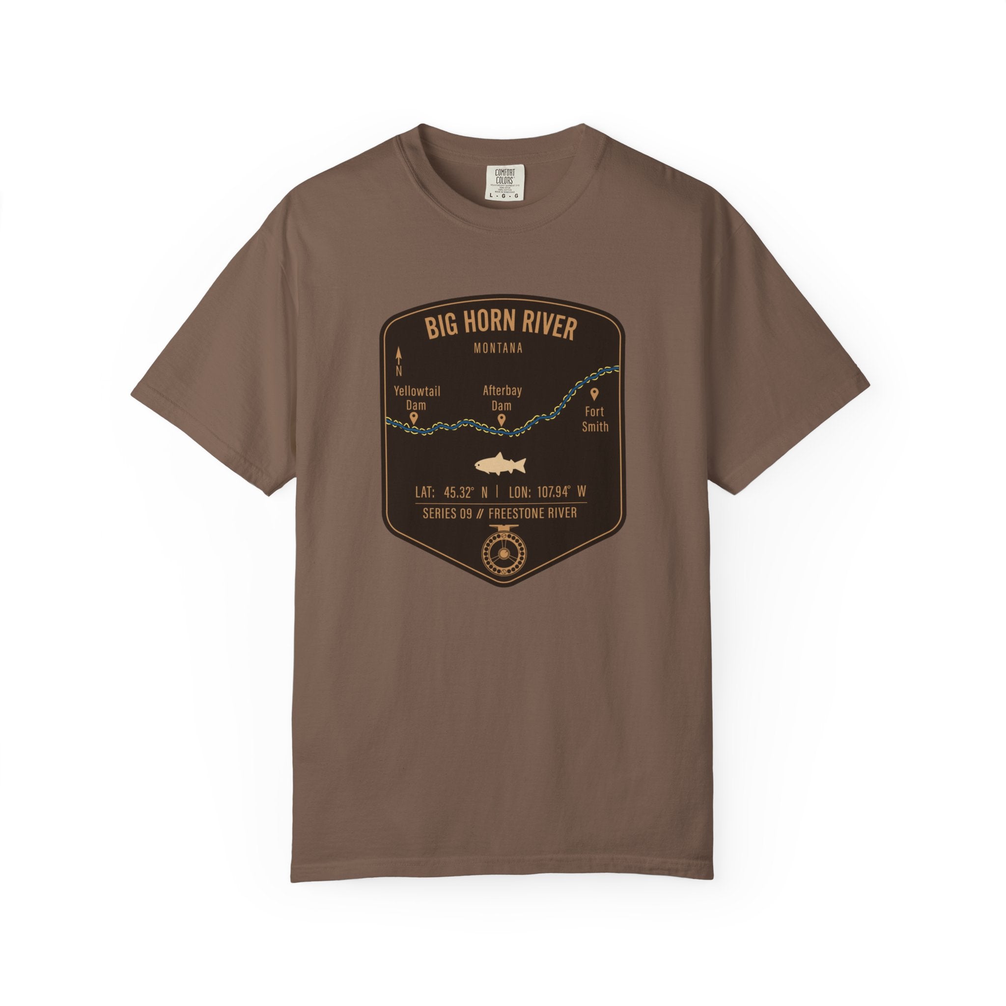 Big Horn River Fishing Map T-Shirt | River Map, Trout Graphic