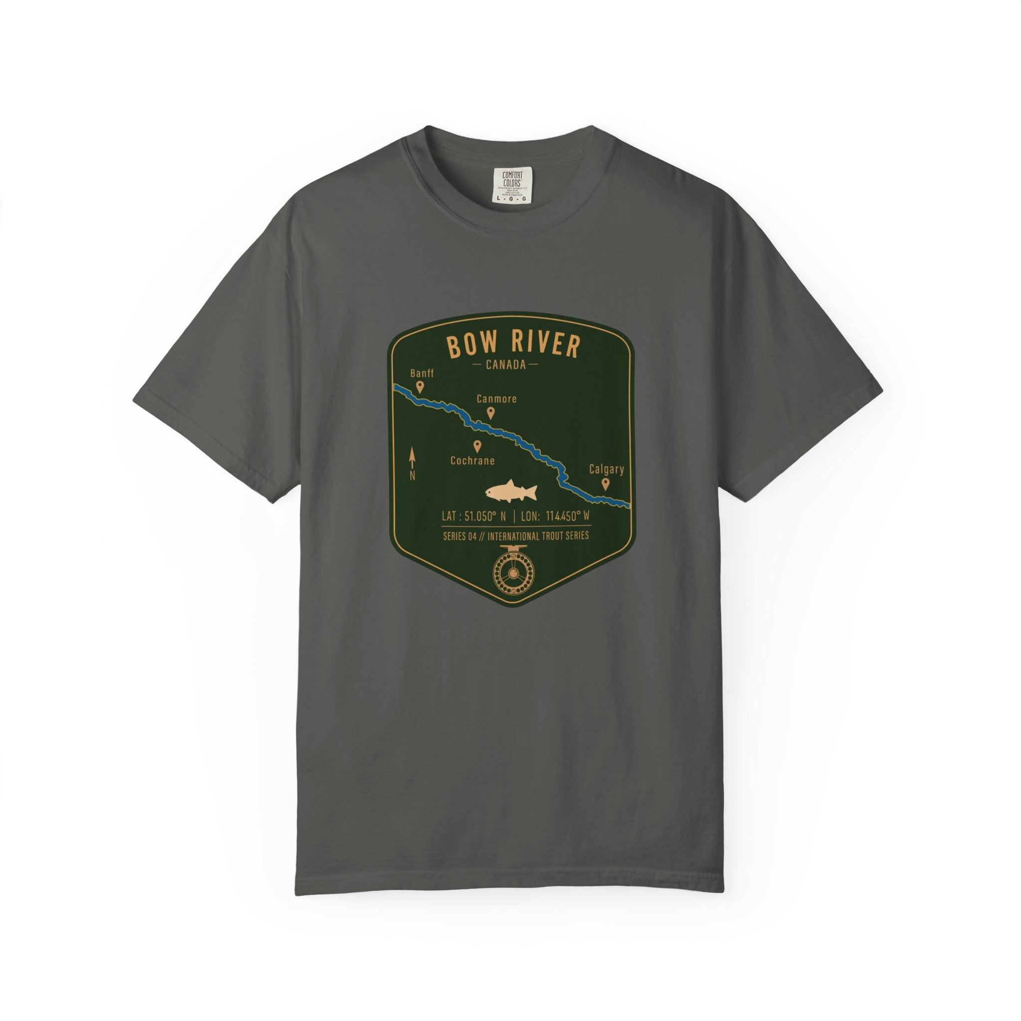 Global Series - Bow River Canada Fishing Map T-Shirt | River Map, Trout Graphic
