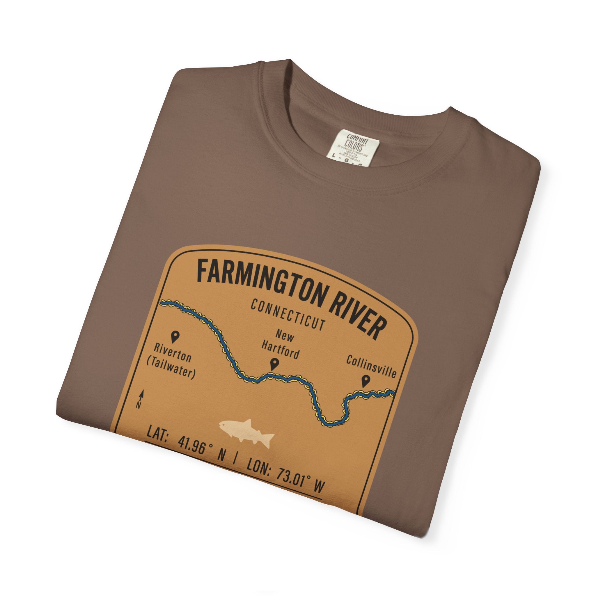Farmington River Fishing Map T-Shirt | River Map, Trout Graphic