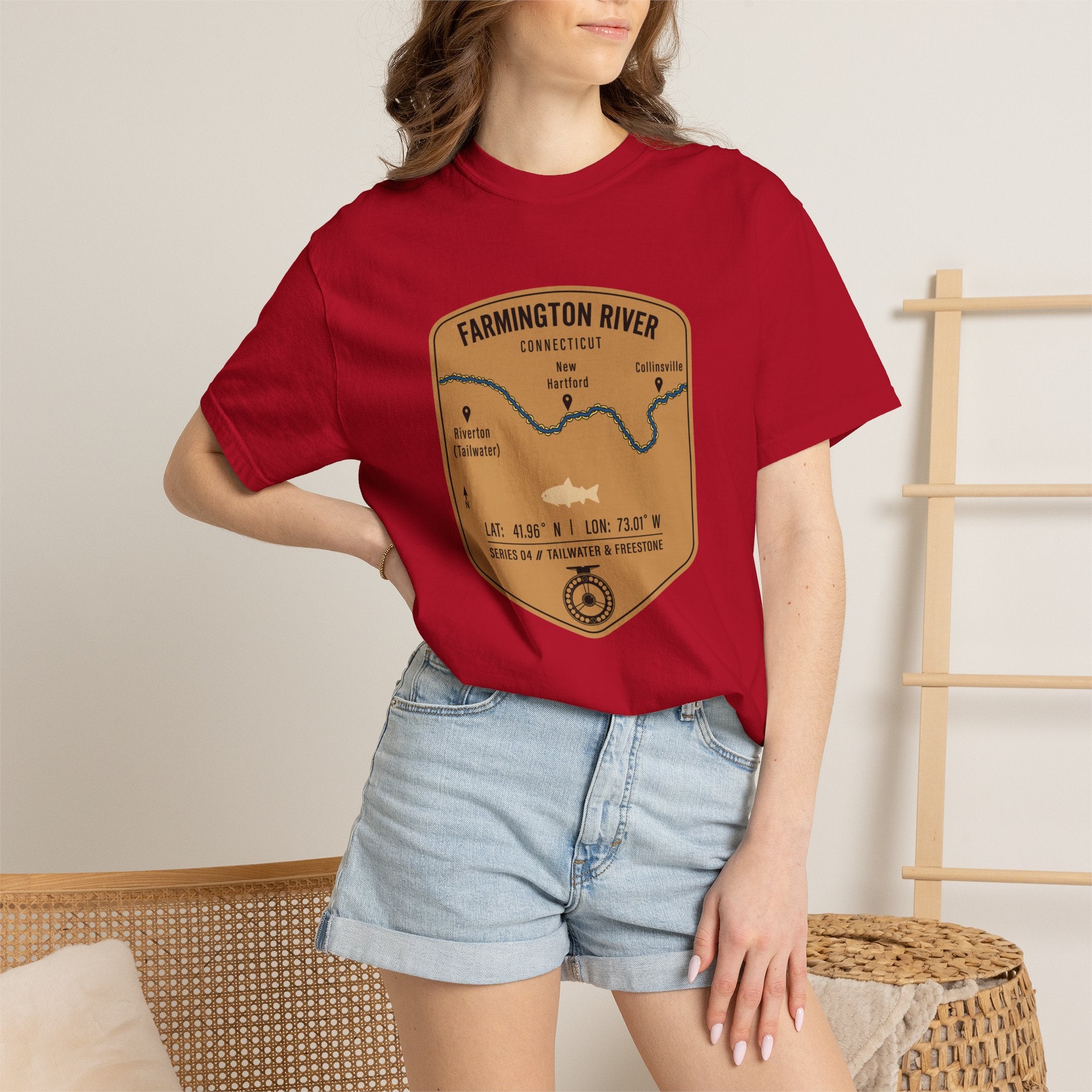 Farmington River Fishing Map T-Shirt | River Map, Trout Graphic