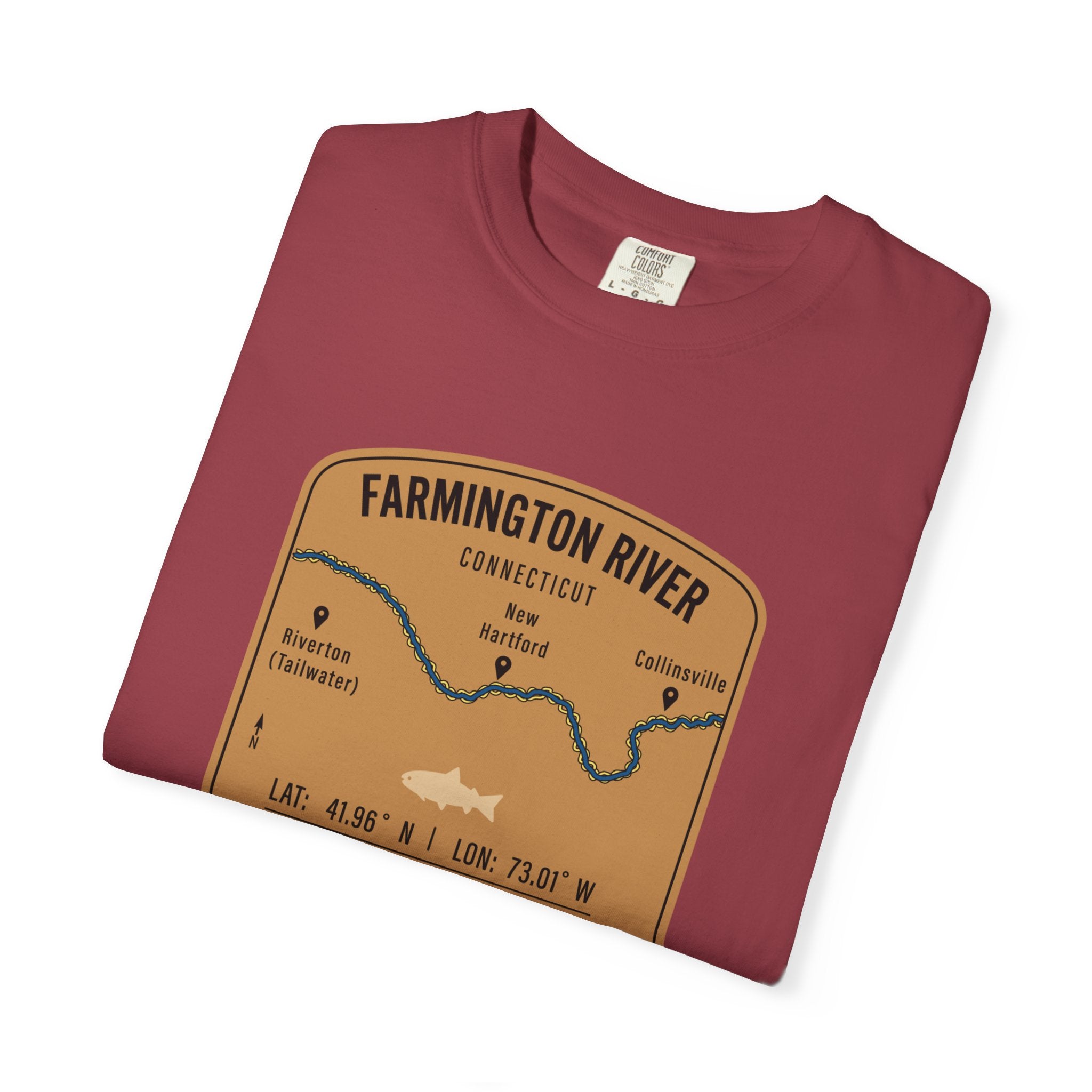 Farmington River Fishing Map T-Shirt | River Map, Trout Graphic