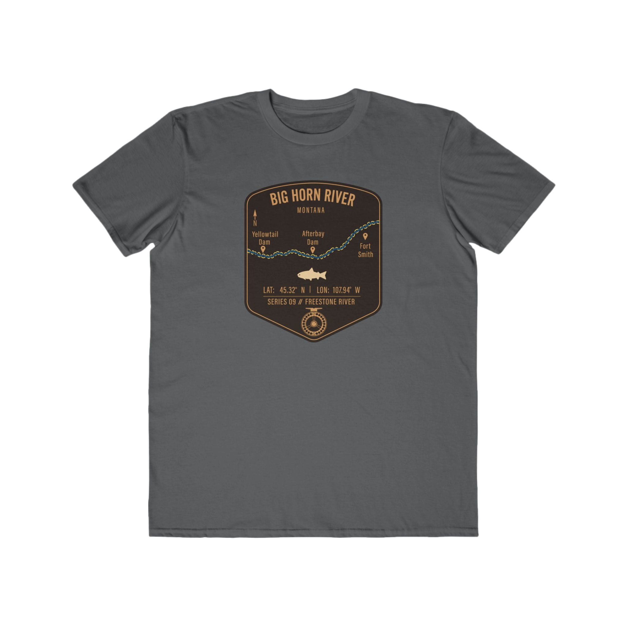 Big Horn River Fishing Patch Tee | Trout Fly Rod Angler Shirt