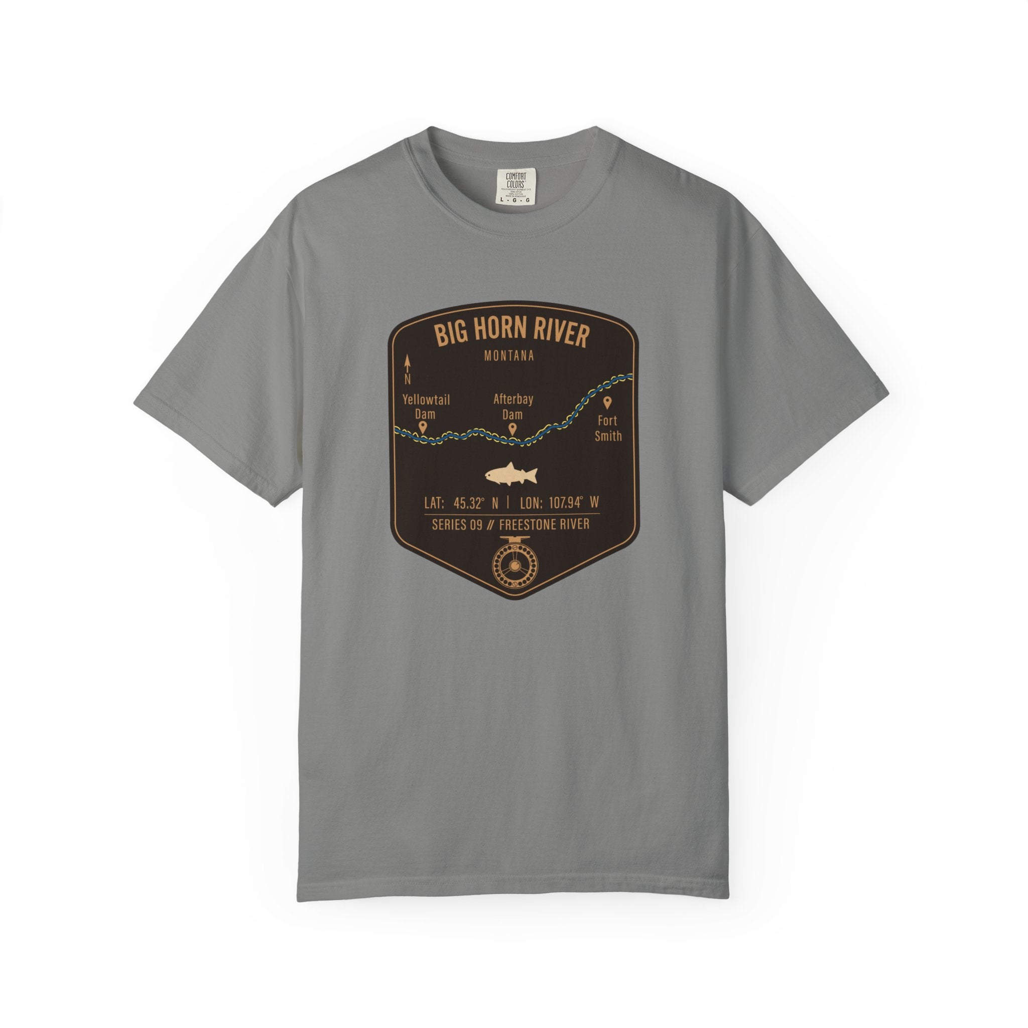 Big Horn River Fishing Map T-Shirt | River Map, Trout Graphic