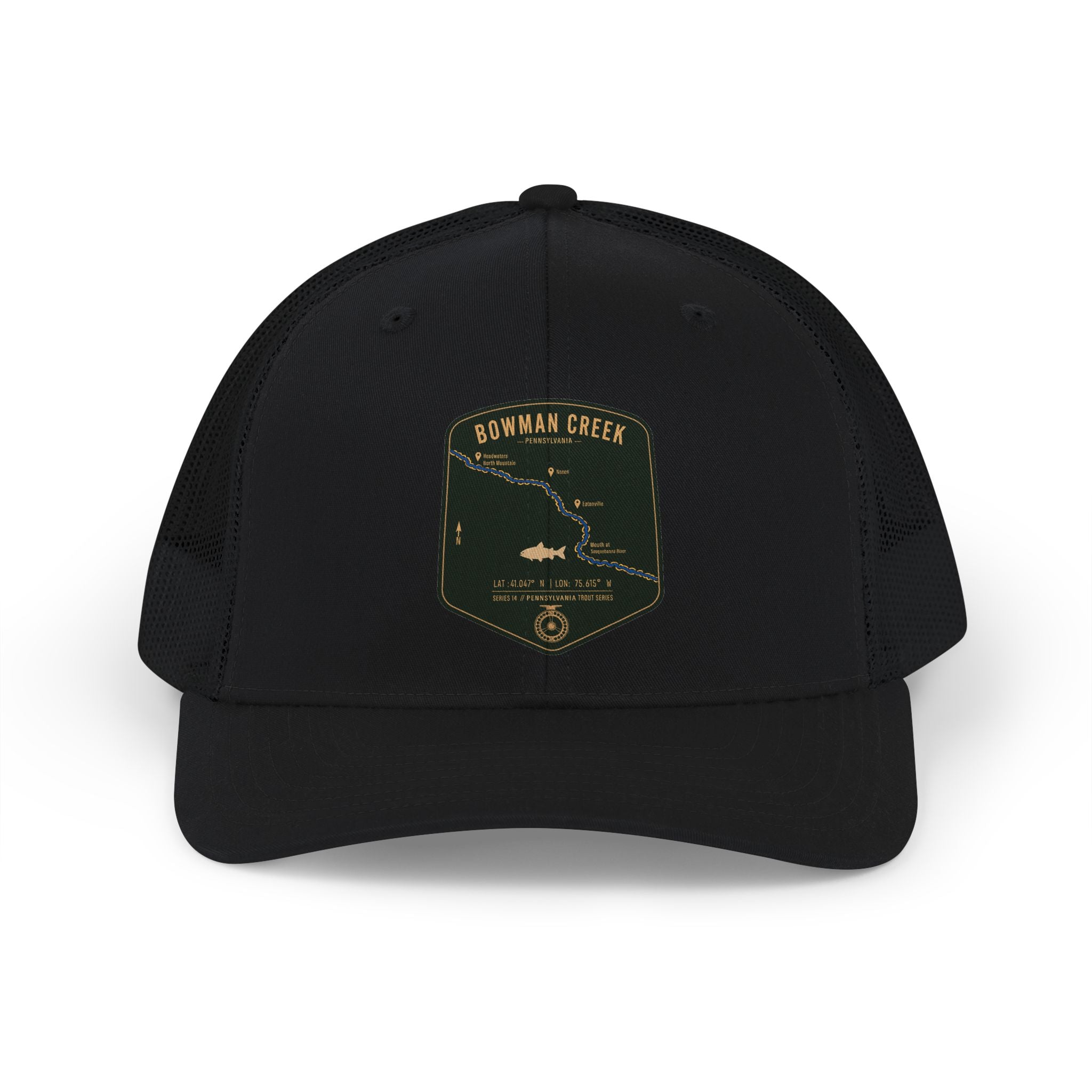 Bowman Creek PA patch Snapback Cap | trout, fly fishing design