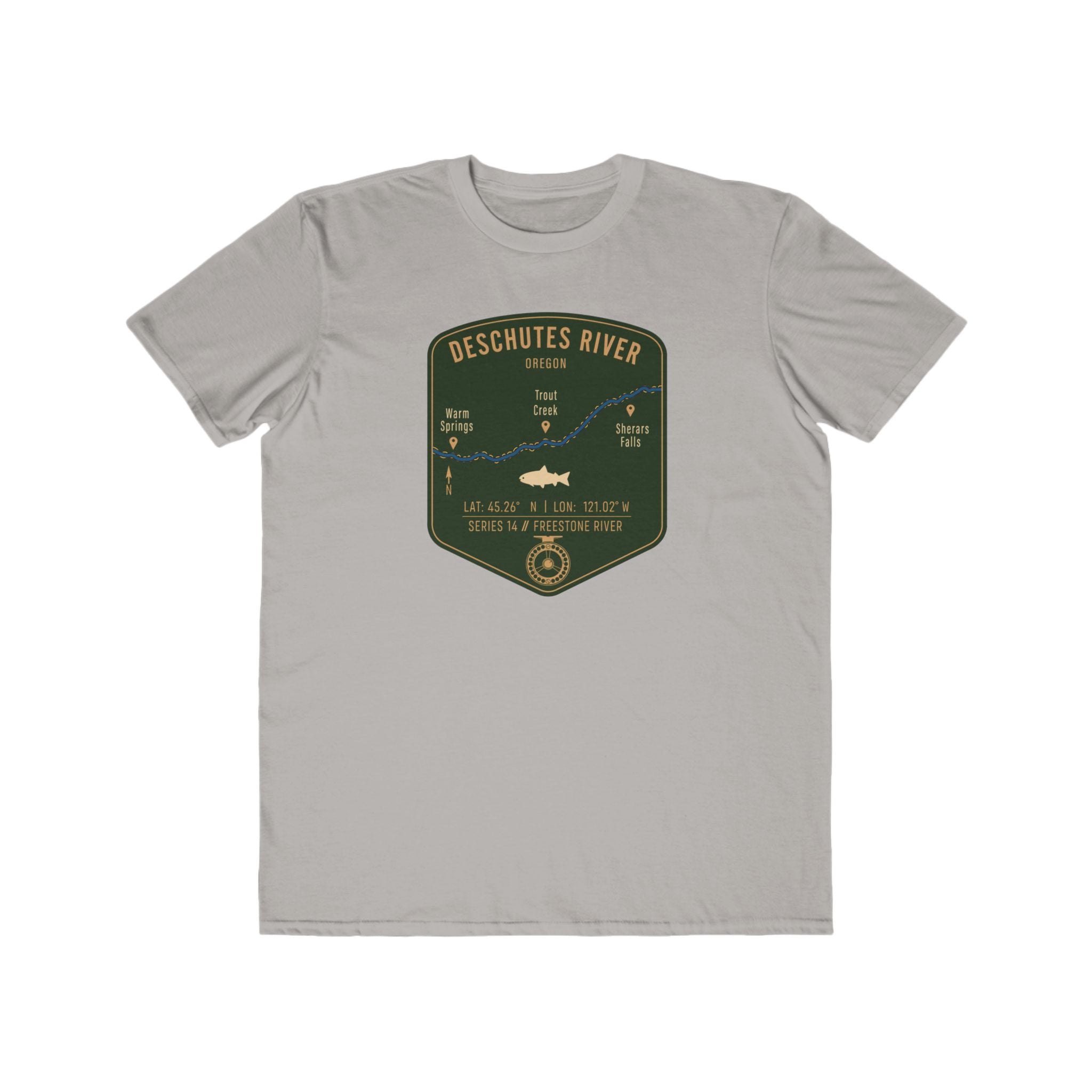 Deschutes River Fishing Patch Tee | Trout Fly Rod Angler Shirt