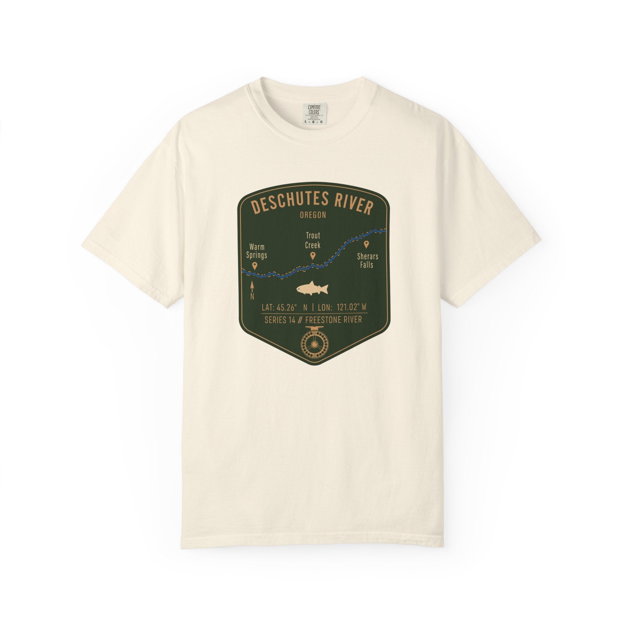 Deschutes River Fishing Map T-Shirt | River Map, Trout Graphic