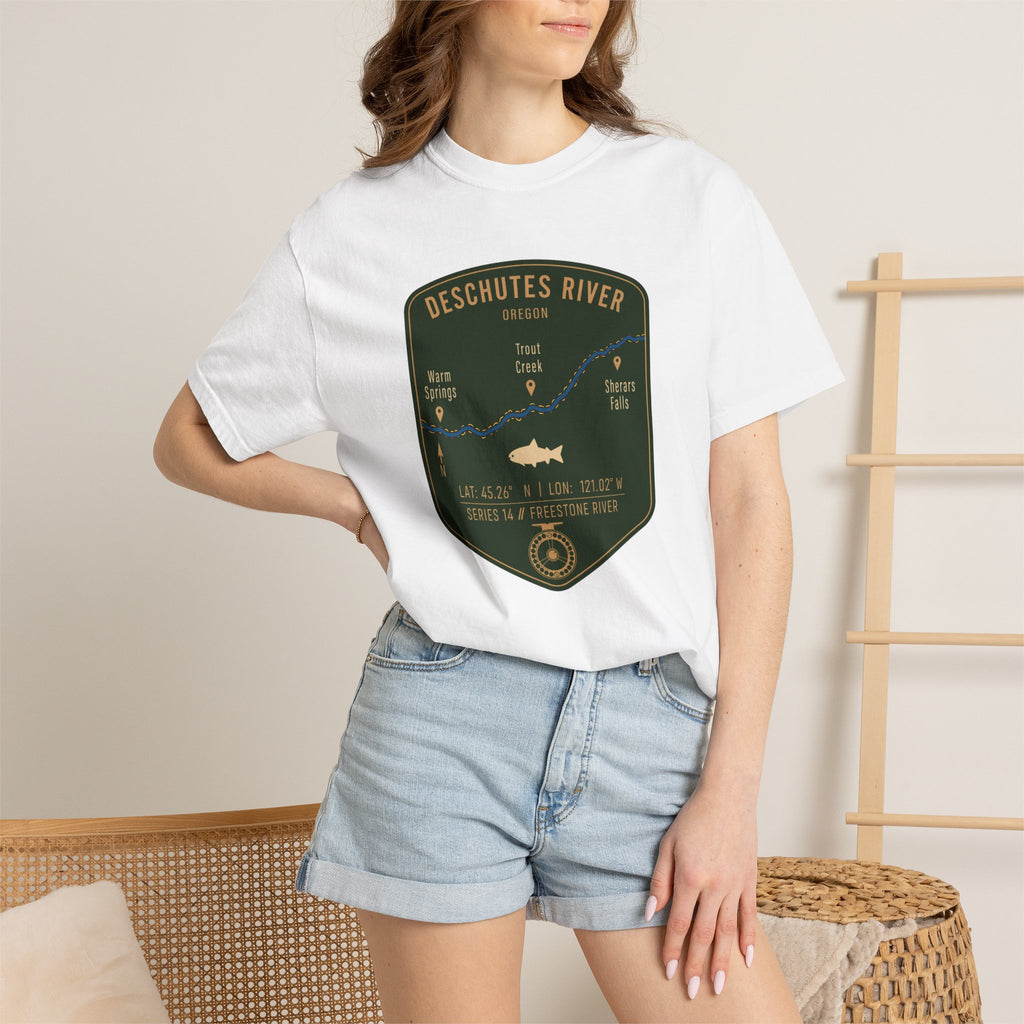 Deschutes River Fishing Map T-Shirt | River Map, Trout Graphic