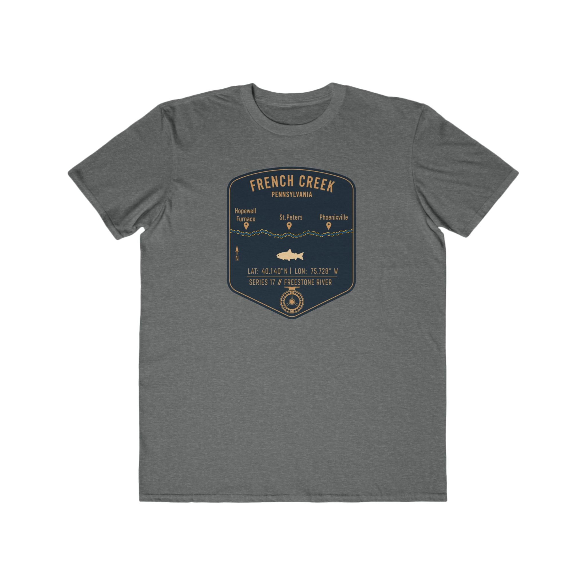 French Creek Fishing Patch Tee | Trout Fly Rod Angler Shirt