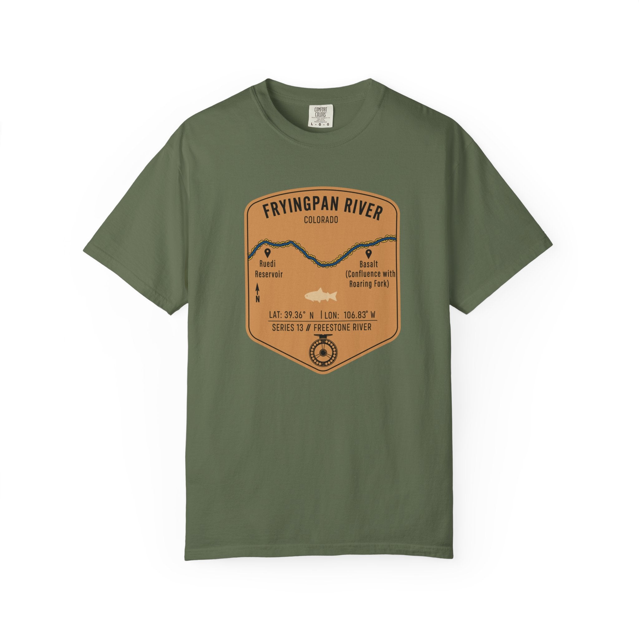 Fryingpan River Fishing Map T-Shirt | River Map, Trout Graphic