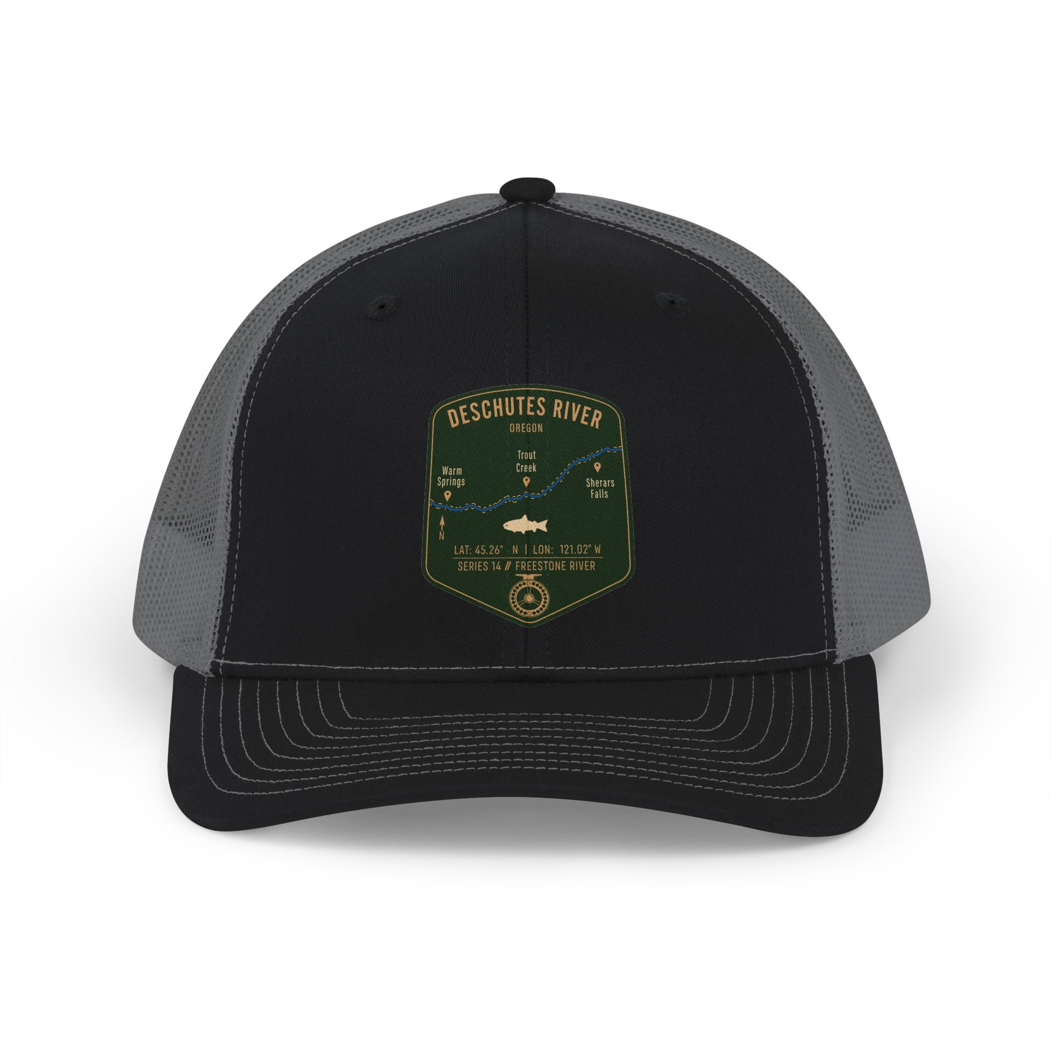 Deschutes River fishing patch Snapback Cap | trout, fly fishing design