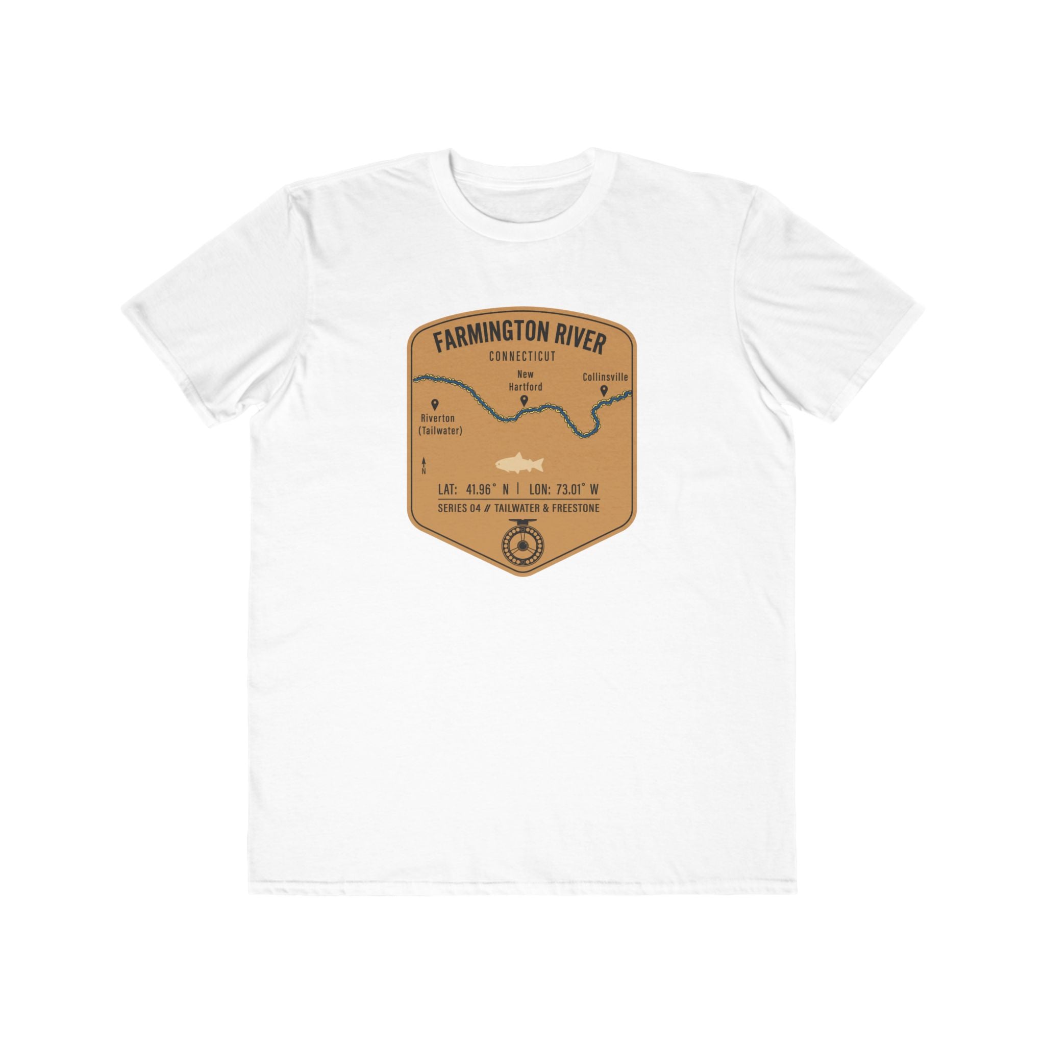 Farmington River Fishing Patch Tee | Trout Fly Rod Angler Shirt