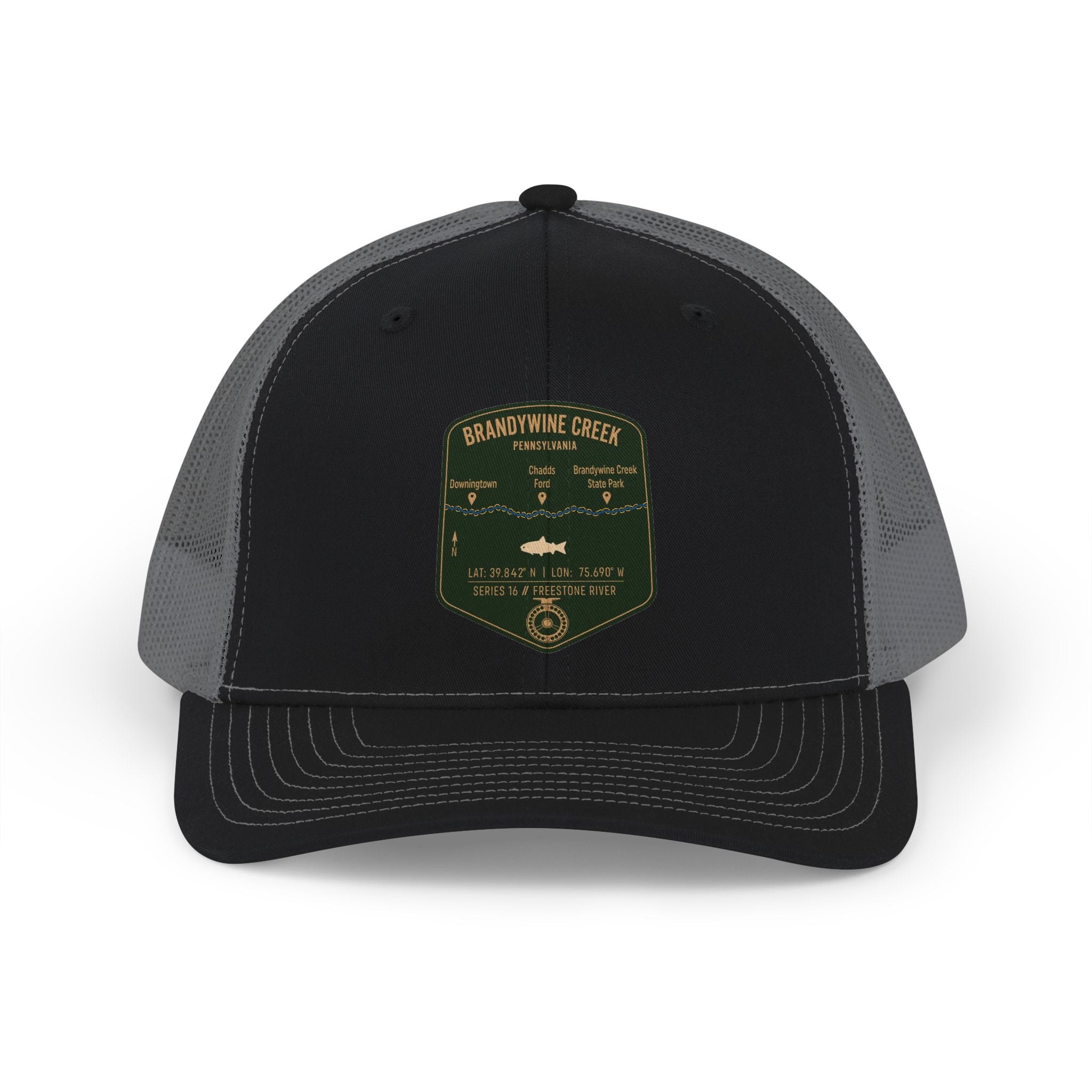 Brandywine Creek fishing patch Snapback Cap | trout, fly fishing design