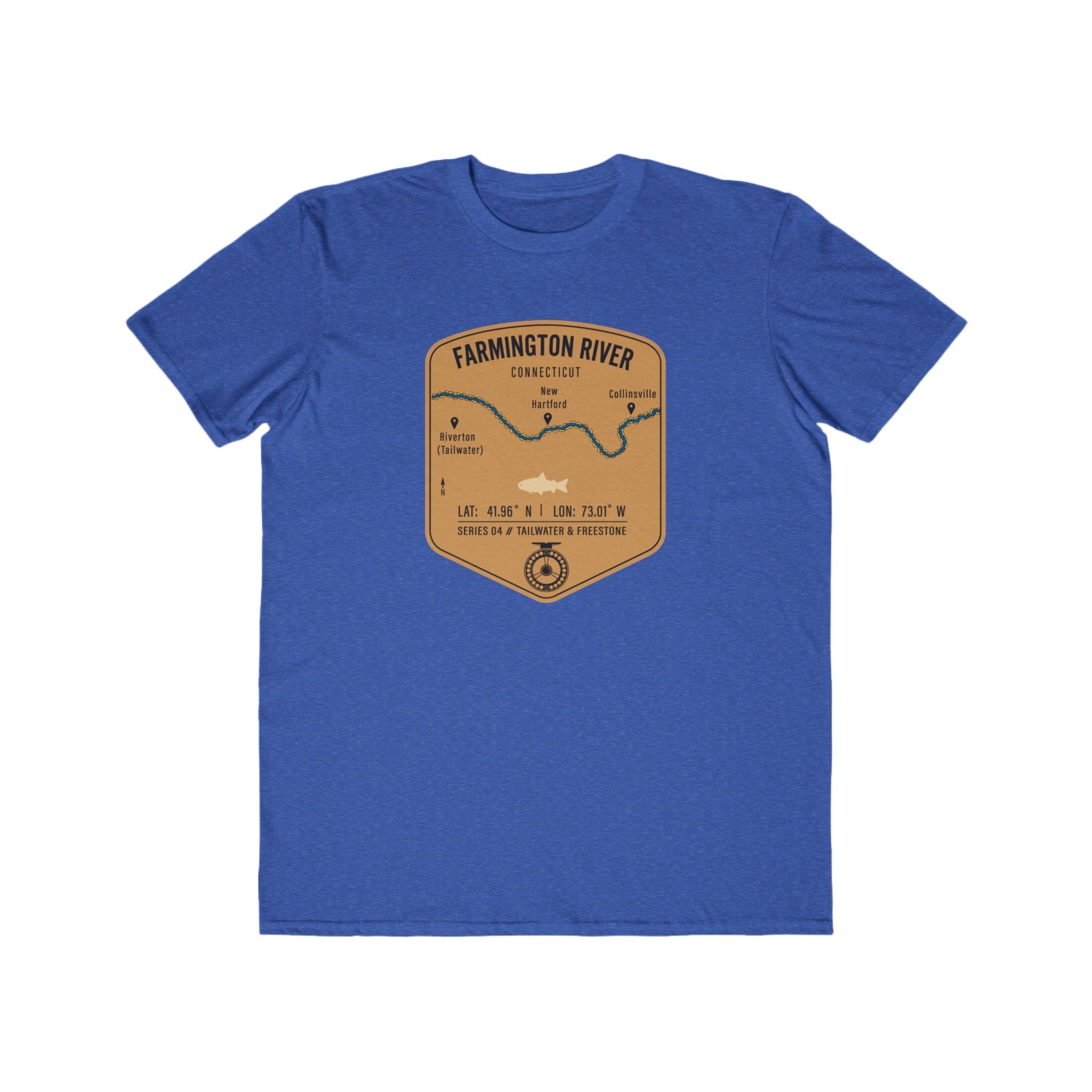 Farmington River Fishing Patch Tee | Trout Fly Rod Angler Shirt