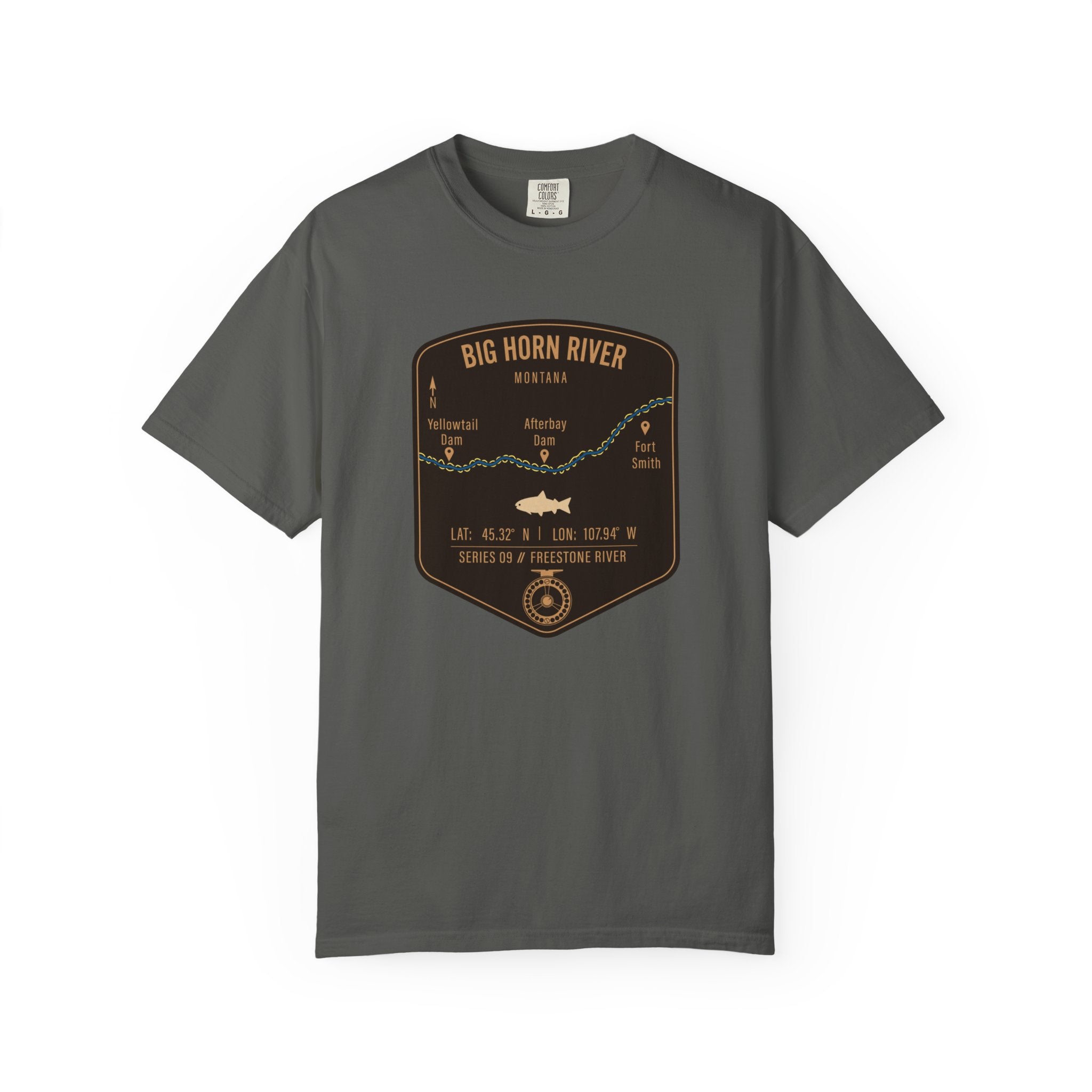 Big Horn River Fishing Map T-Shirt | River Map, Trout Graphic