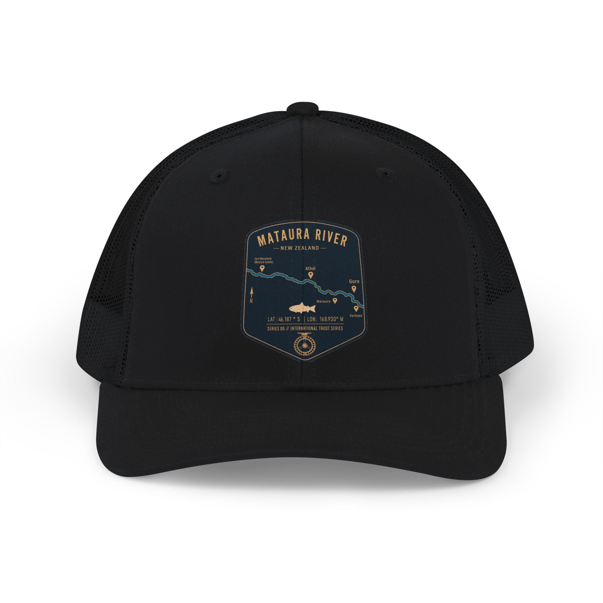 Global Series - Mataura River New Zealand patch Snapback Cap | trout, fly fishing design