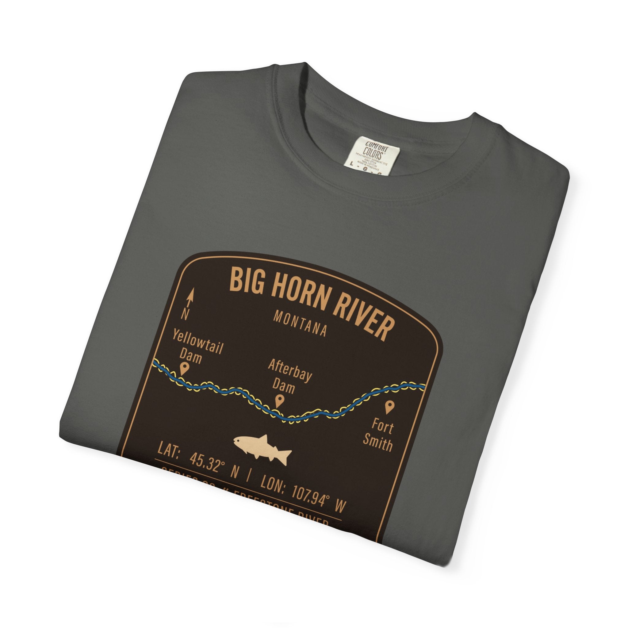 Big Horn River Fishing Map T-Shirt | River Map, Trout Graphic