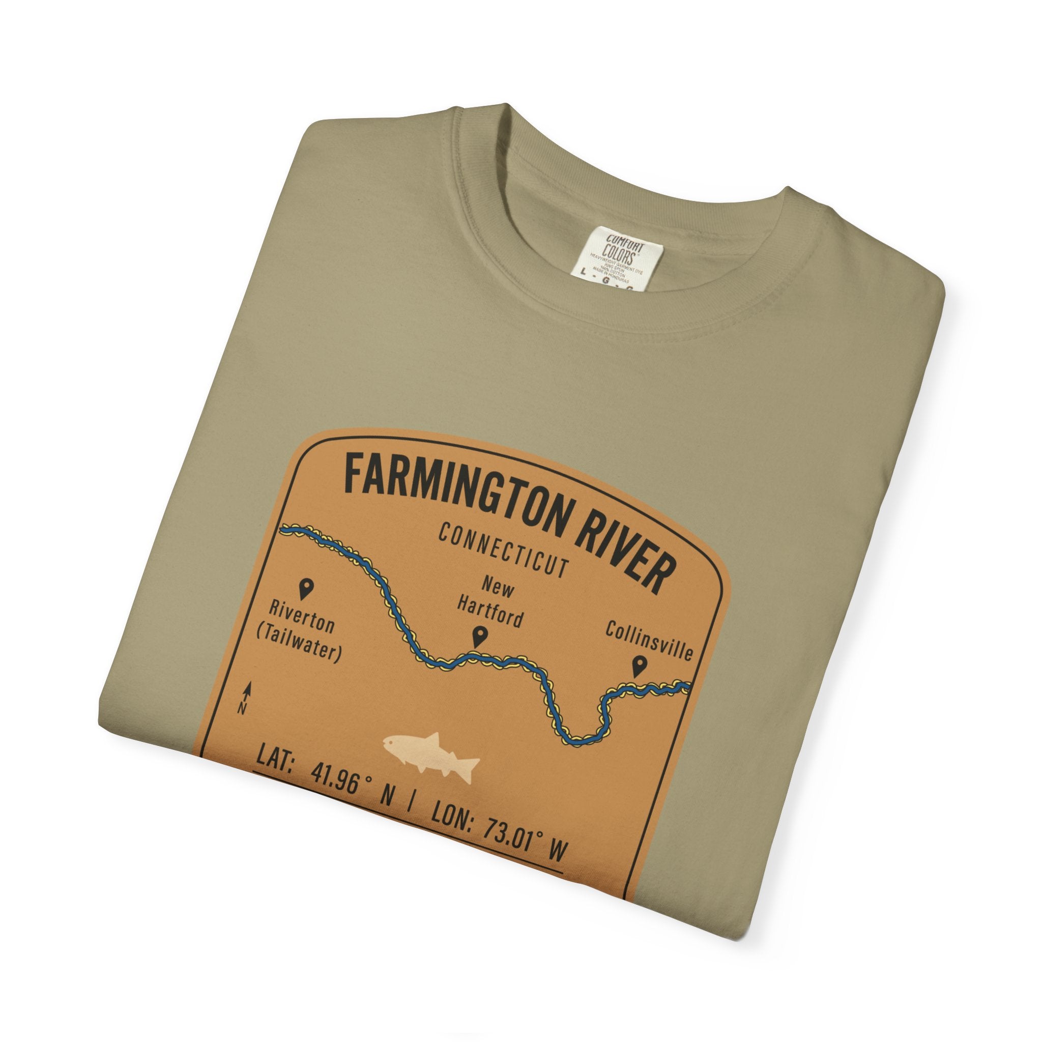 Farmington River Fishing Map T-Shirt | River Map, Trout Graphic