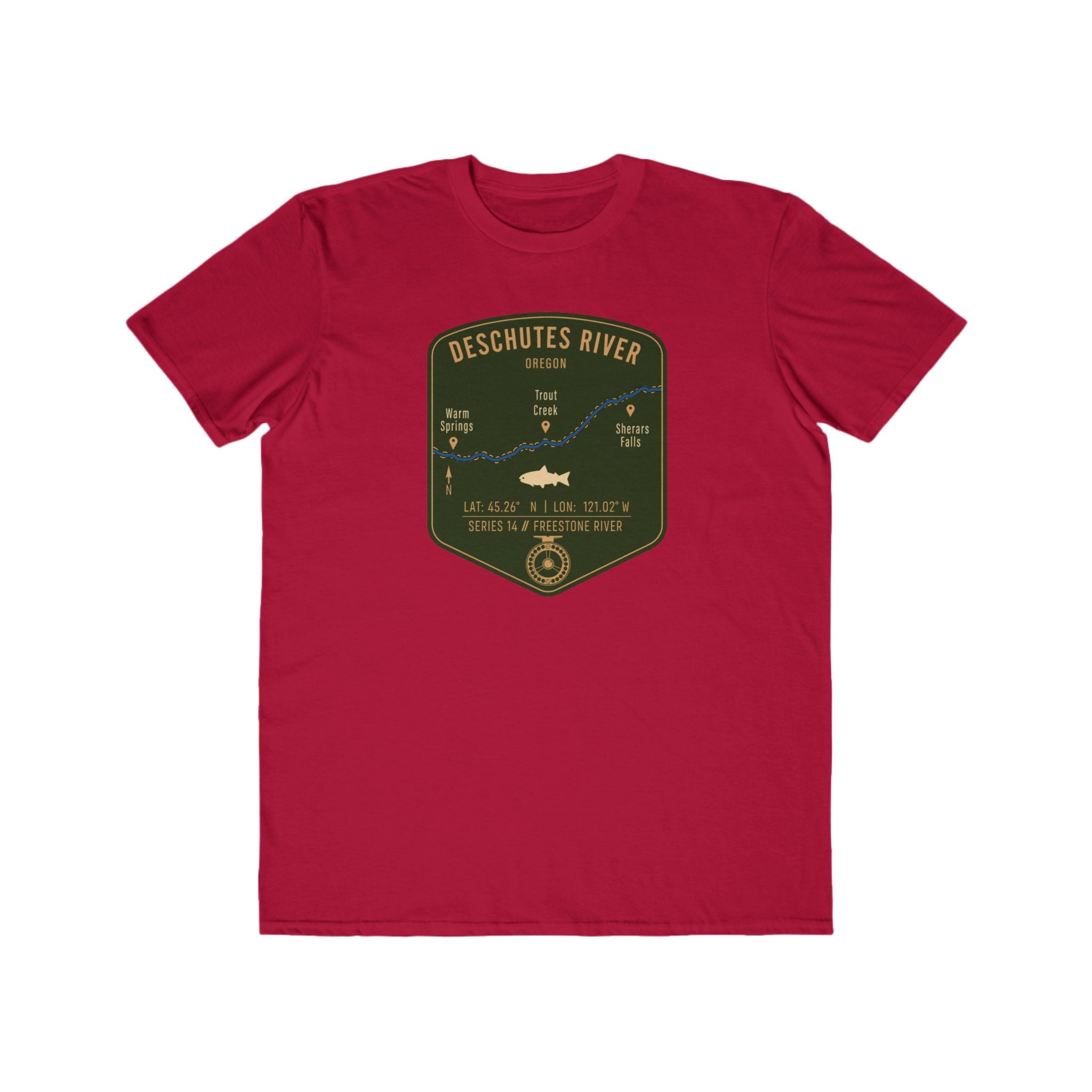 Deschutes River Fishing Patch Tee | Trout Fly Rod Angler Shirt