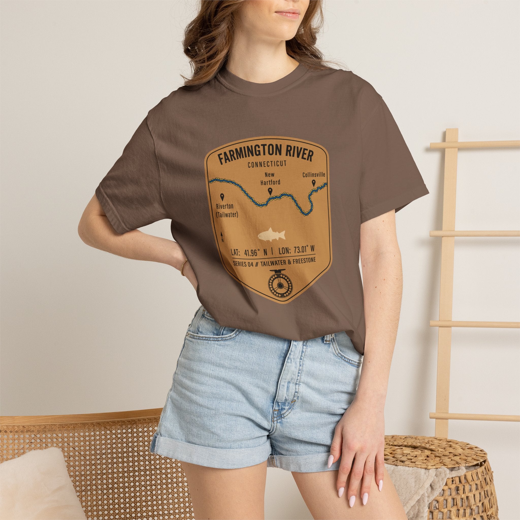 Farmington River Fishing Map T-Shirt | River Map, Trout Graphic