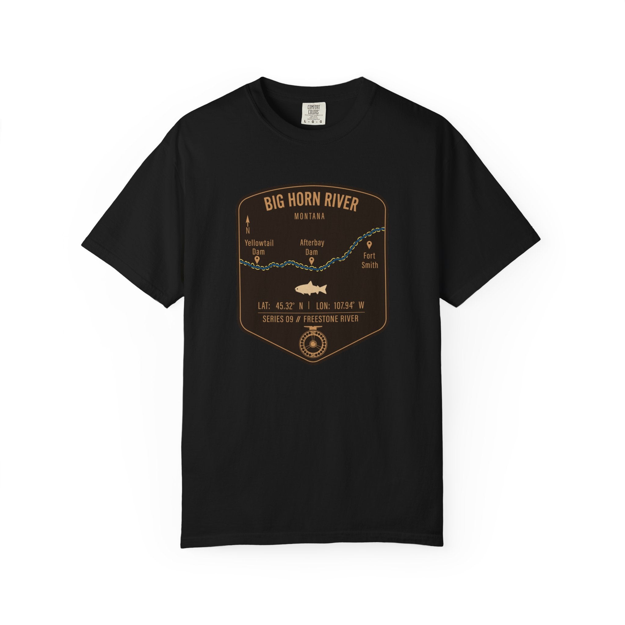 Big Horn River Fishing Map T-Shirt | River Map, Trout Graphic