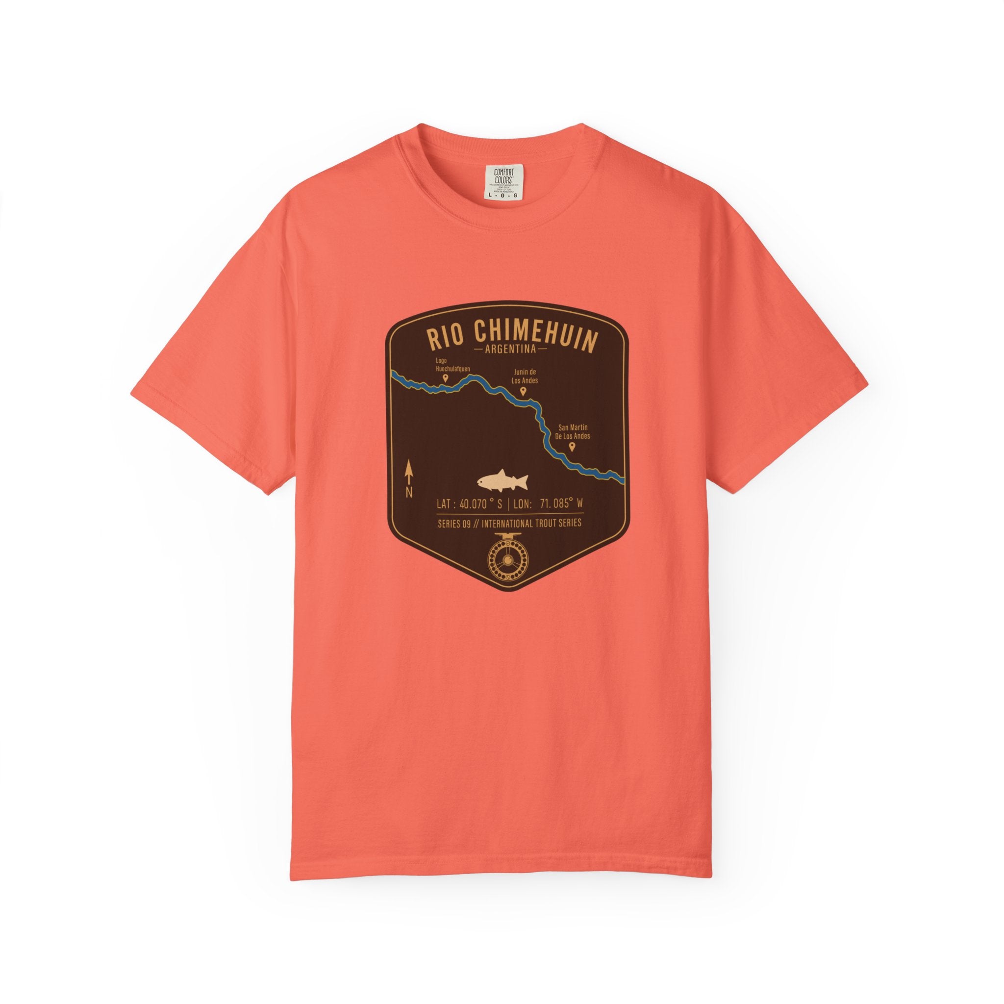 Global Series - Chimehuin River Argentina Fishing Map T-Shirt | River Map, Trout Graphic