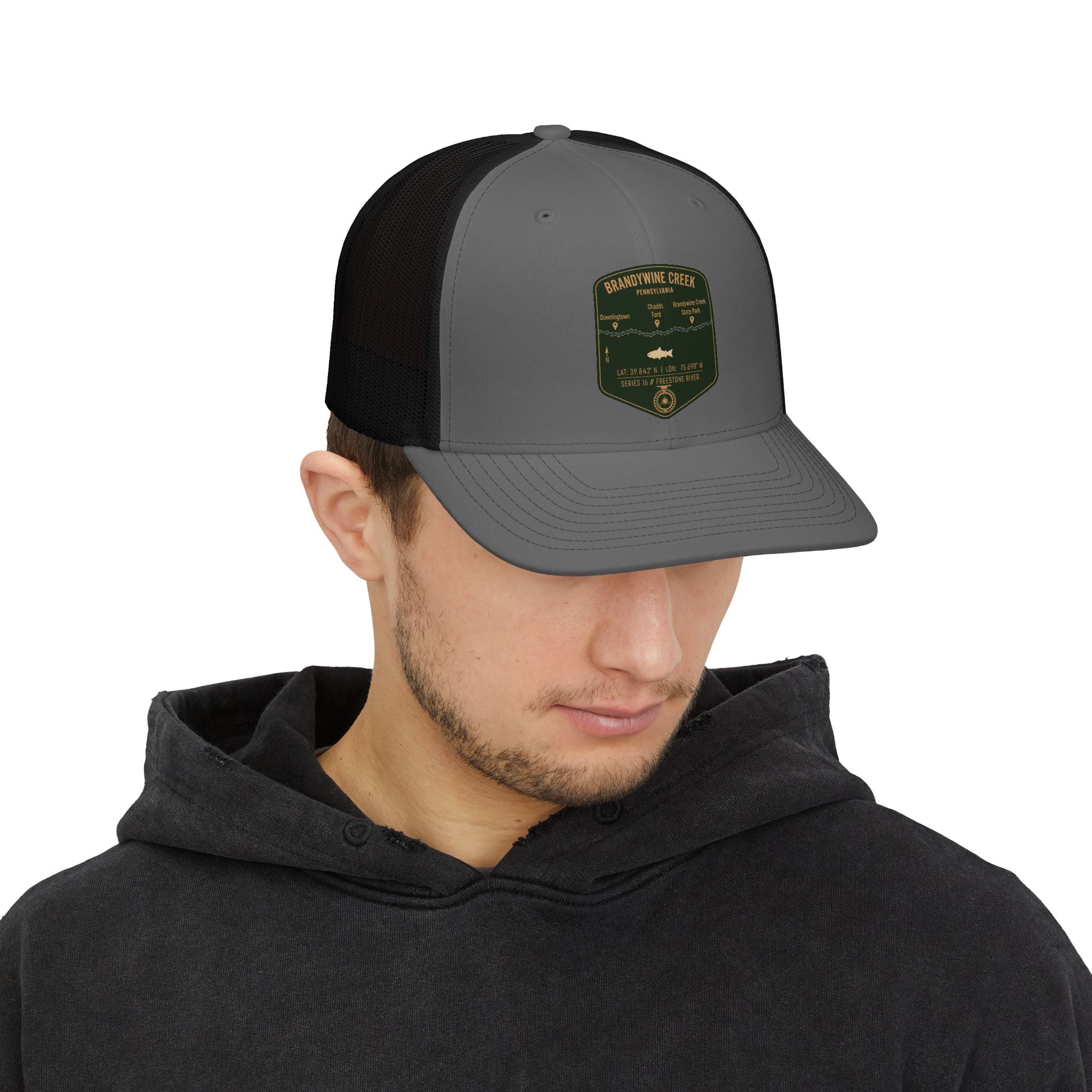 Brandywine Creek fishing patch Snapback Cap | trout, fly fishing design