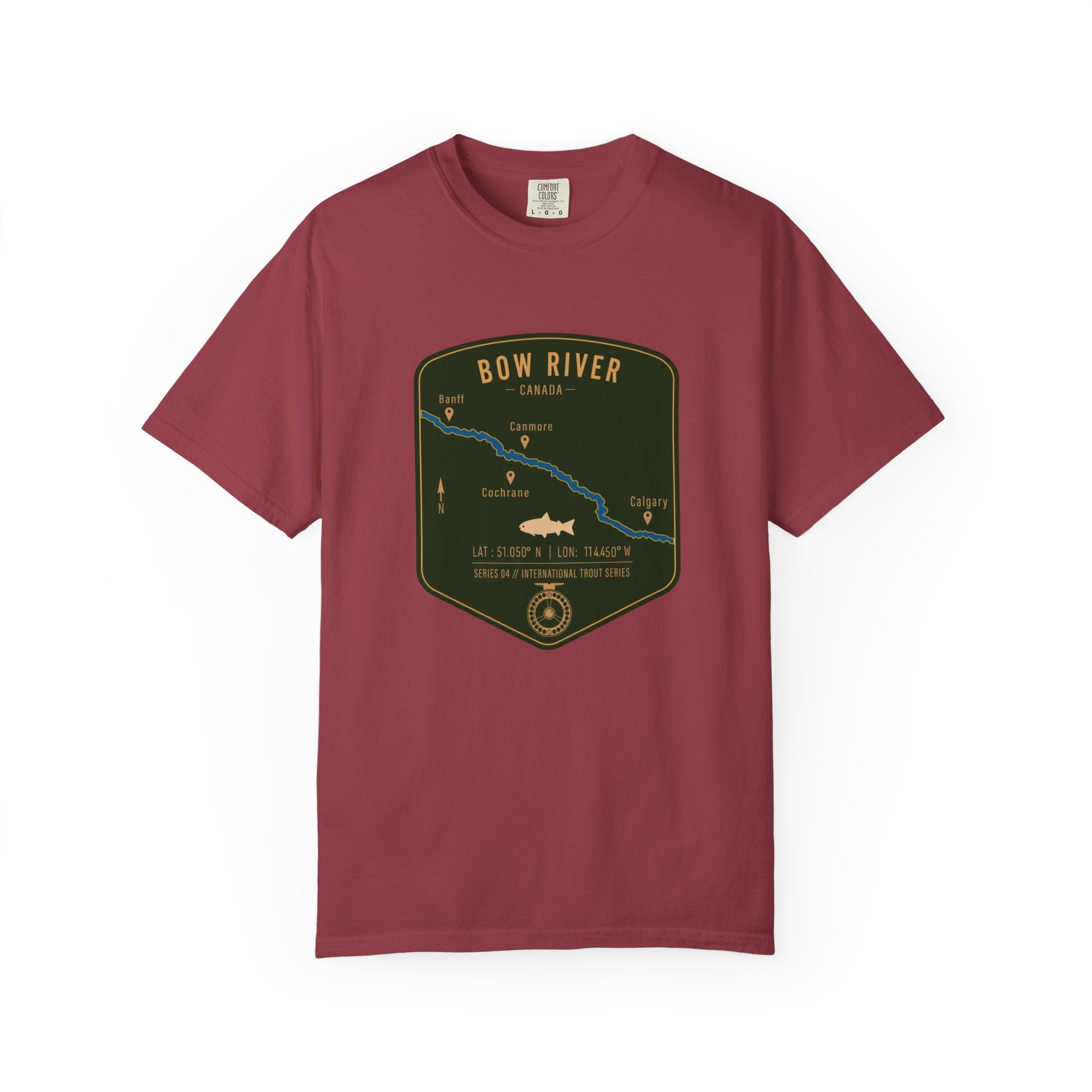 Global Series - Bow River Canada Fishing Map T-Shirt | River Map, Trout Graphic