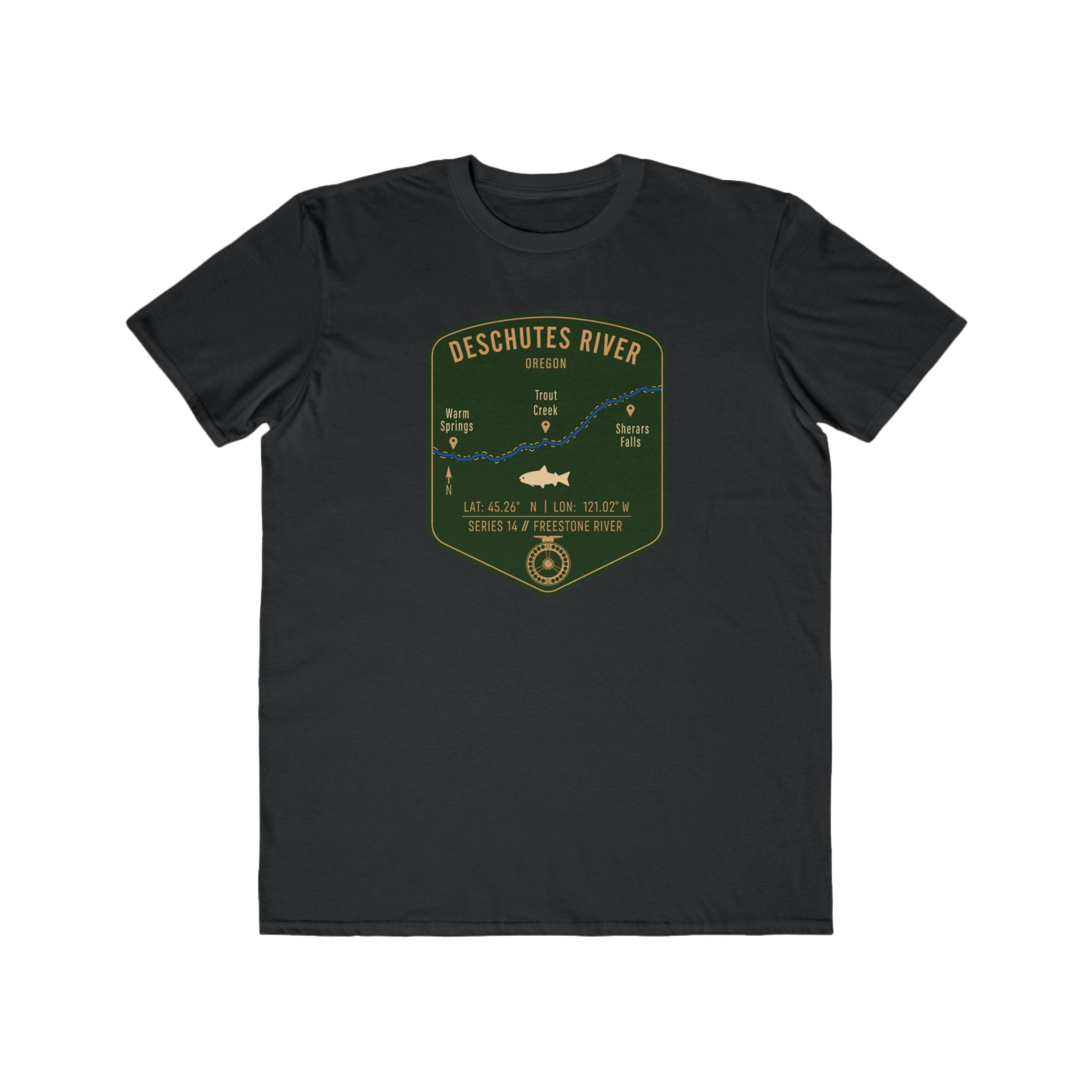 Deschutes River Fishing Patch Tee | Trout Fly Rod Angler Shirt