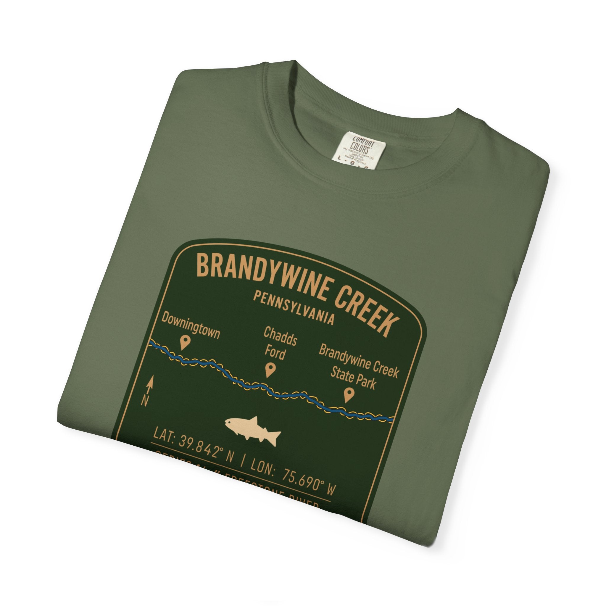Brandywine Creek Fishing Map T-Shirt | River Map, Trout Graphic