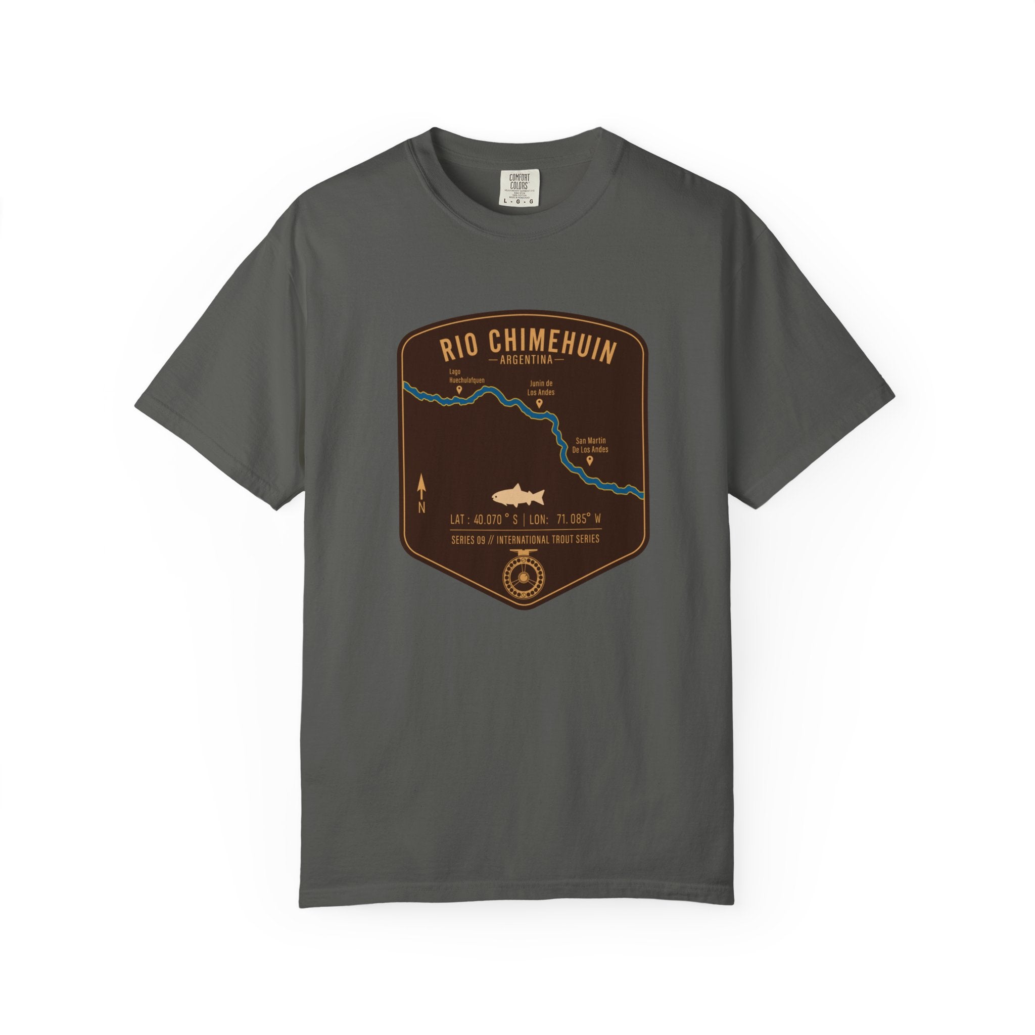 Global Series - Chimehuin River Argentina Fishing Map T-Shirt | River Map, Trout Graphic