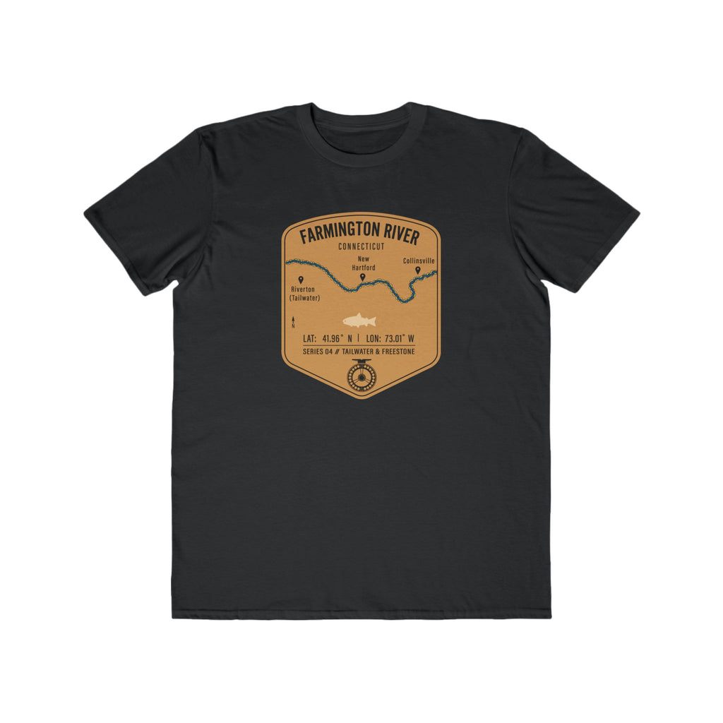 Farmington River Fishing Patch Tee | Trout Fly Rod Angler Shirt