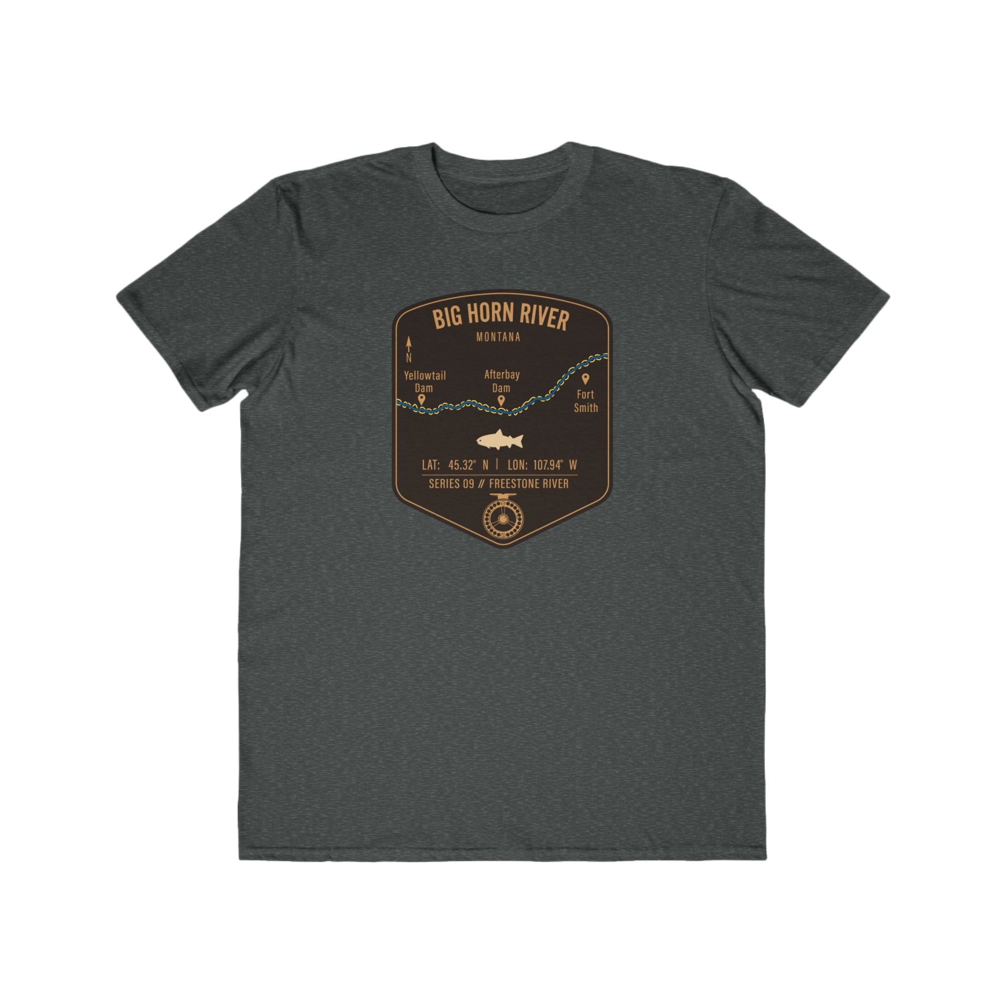 Big Horn River Fishing Patch Tee | Trout Fly Rod Angler Shirt