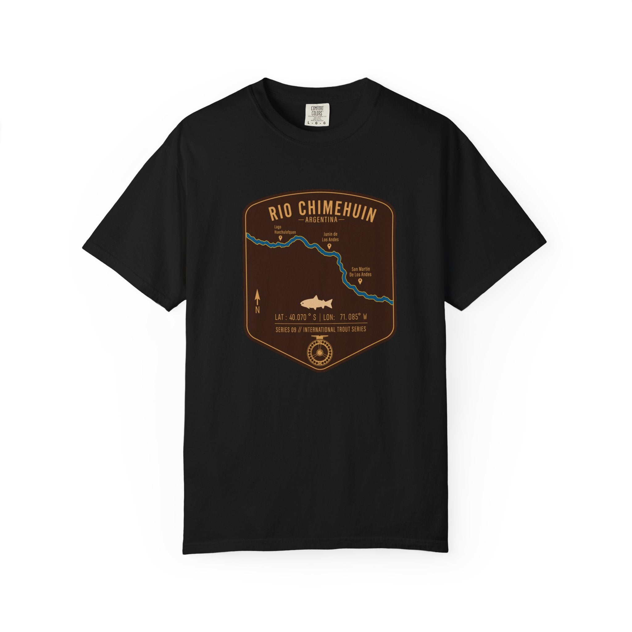 Global Series - Chimehuin River Argentina Fishing Map T-Shirt | River Map, Trout Graphic