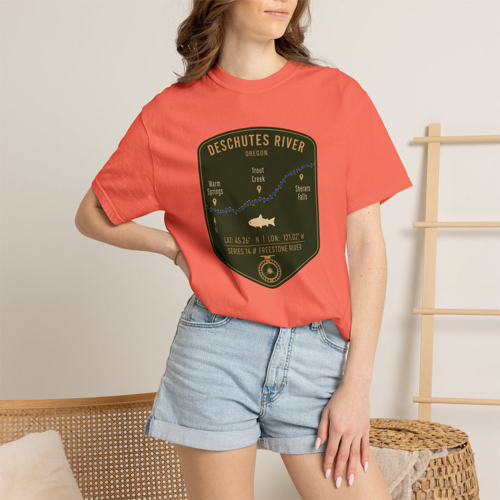 Deschutes River Fishing Map T-Shirt | River Map, Trout Graphic