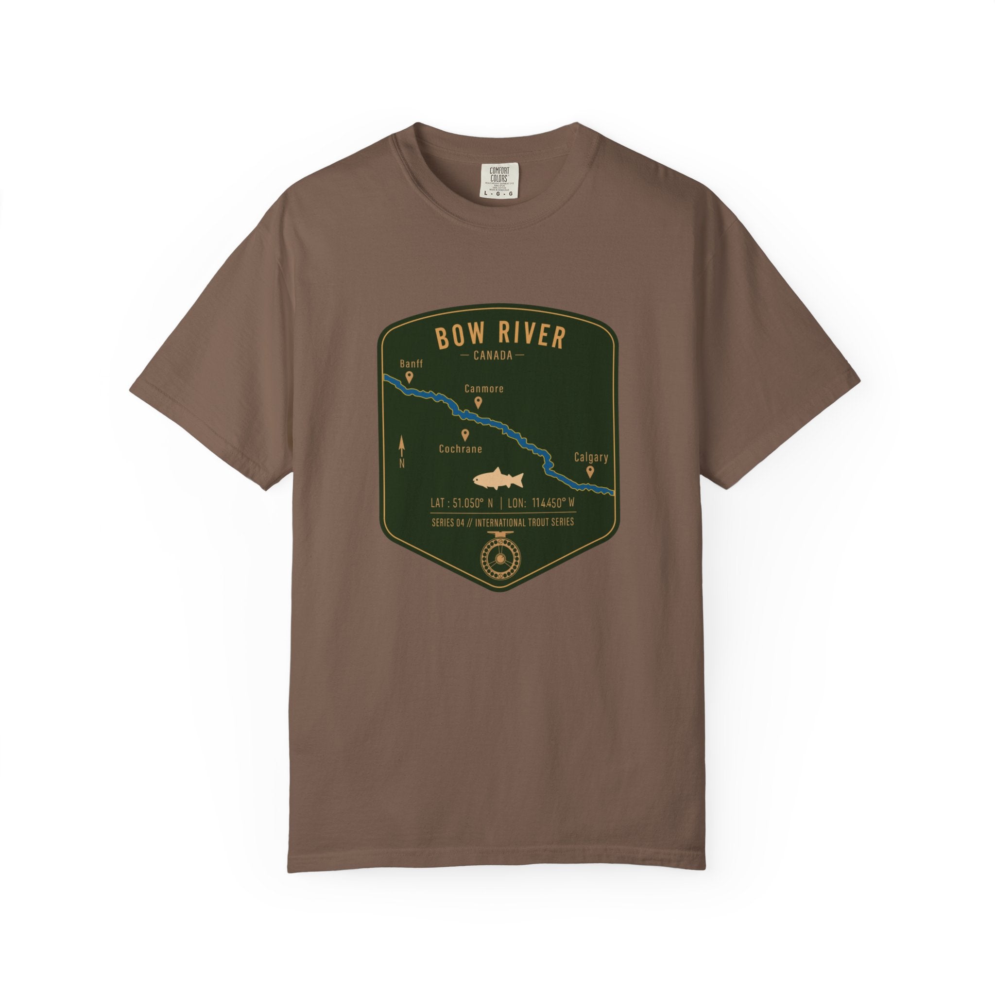 Global Series - Bow River Canada Fishing Map T-Shirt | River Map, Trout Graphic