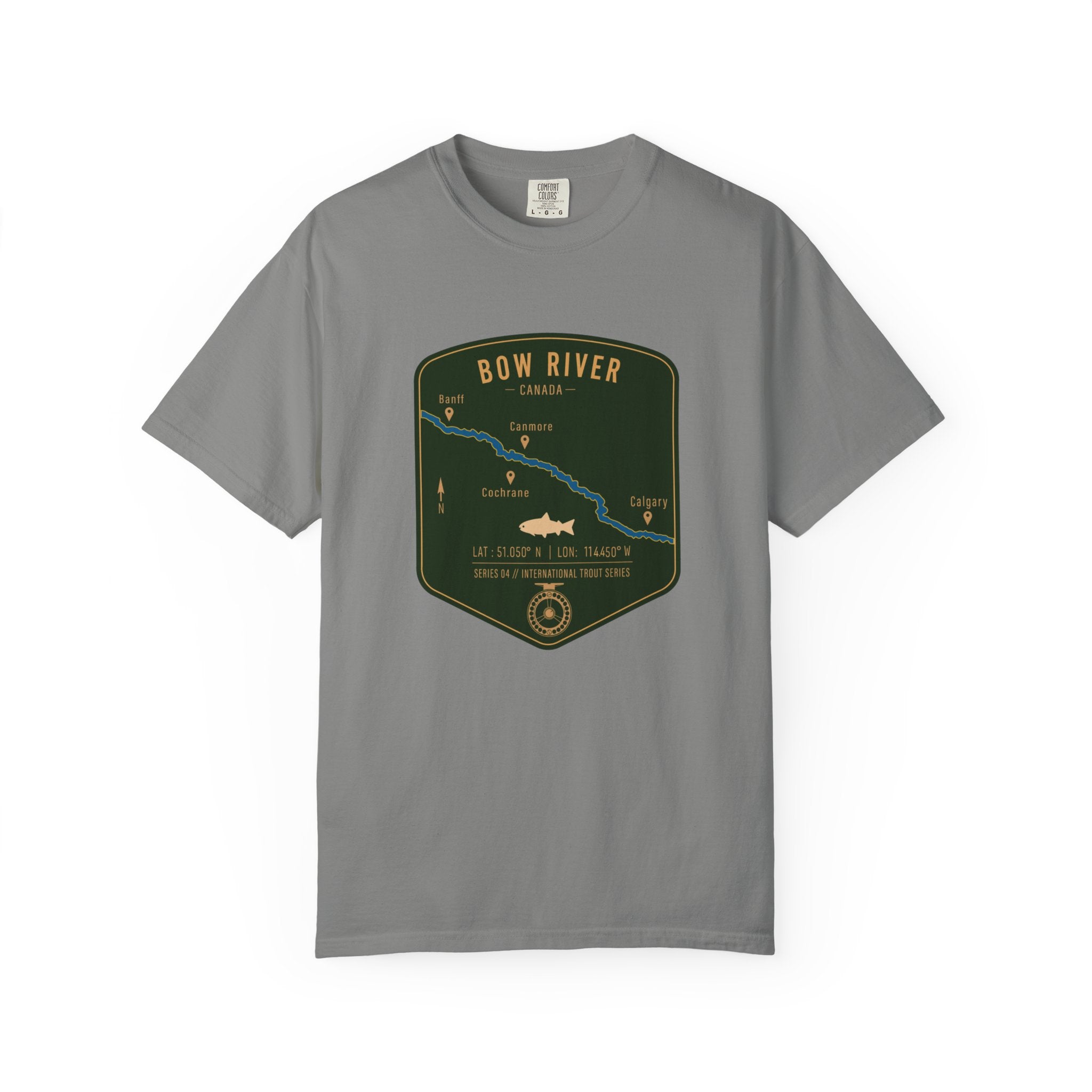 Global Series - Bow River Canada Fishing Map T-Shirt | River Map, Trout Graphic