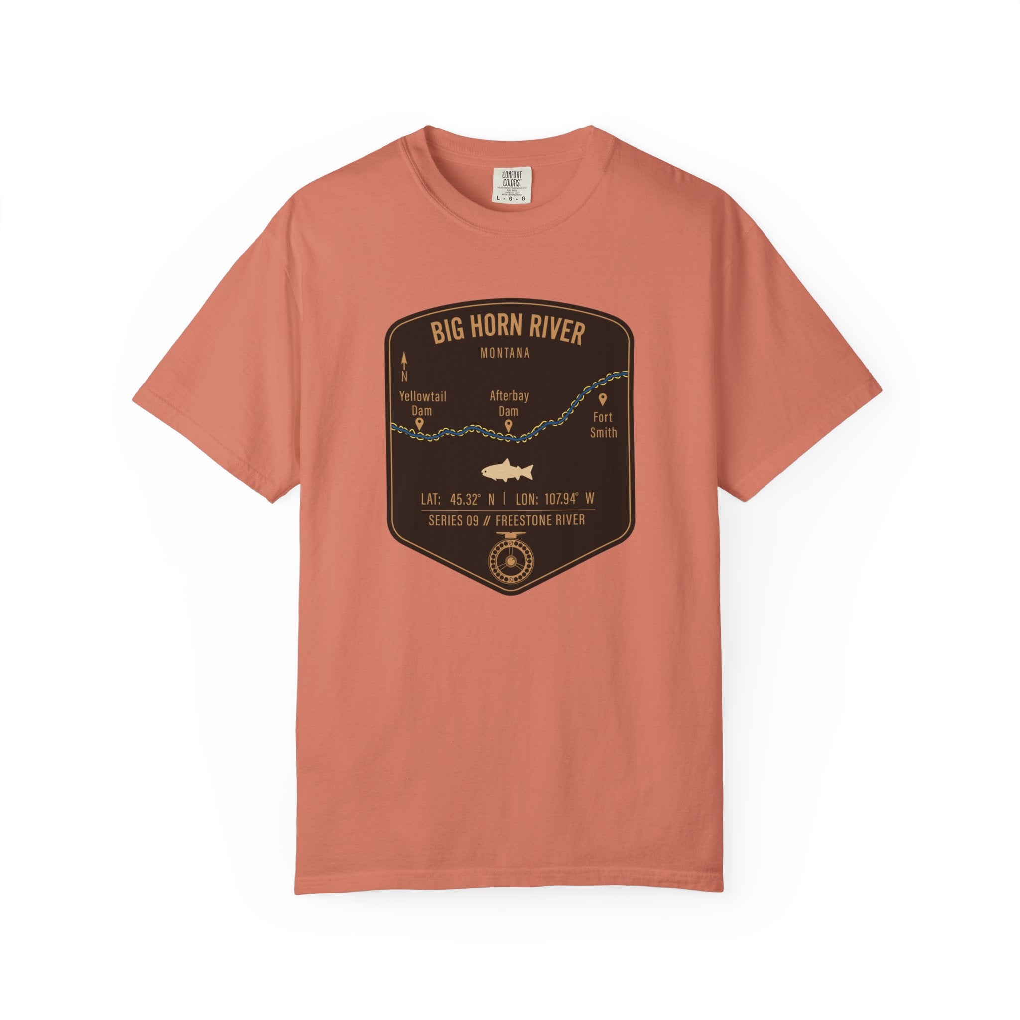 Big Horn River Fishing Map T-Shirt | River Map, Trout Graphic