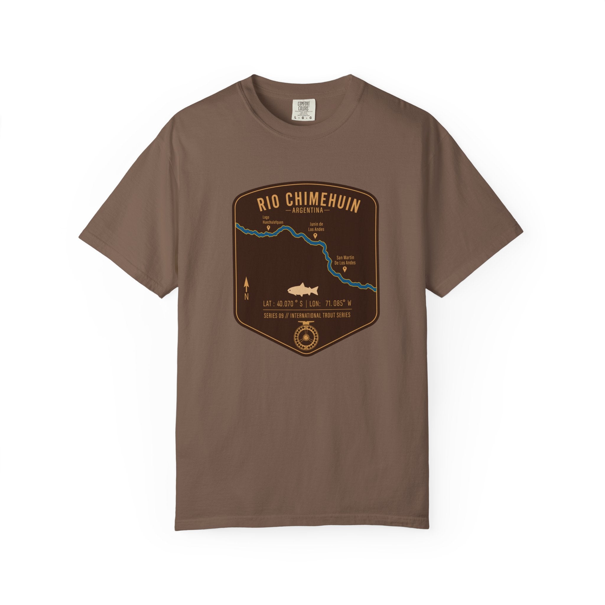 Global Series - Chimehuin River Argentina Fishing Map T-Shirt | River Map, Trout Graphic