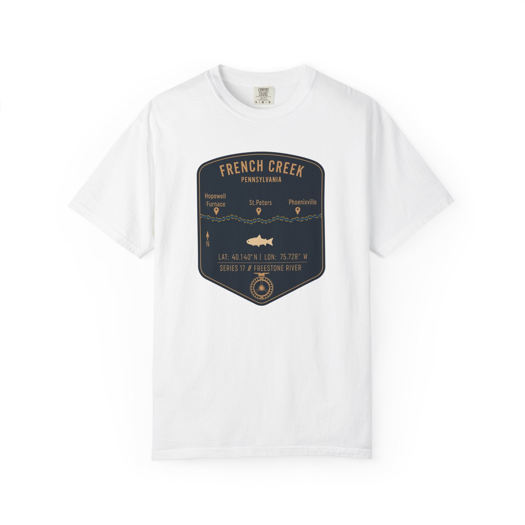 French Creek Fishing Map T-Shirt | River Map, Trout Graphic