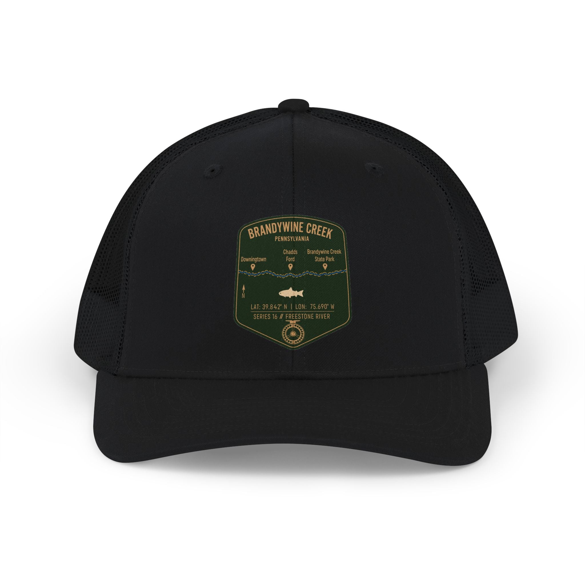 Brandywine Creek fishing patch Snapback Cap | trout, fly fishing design