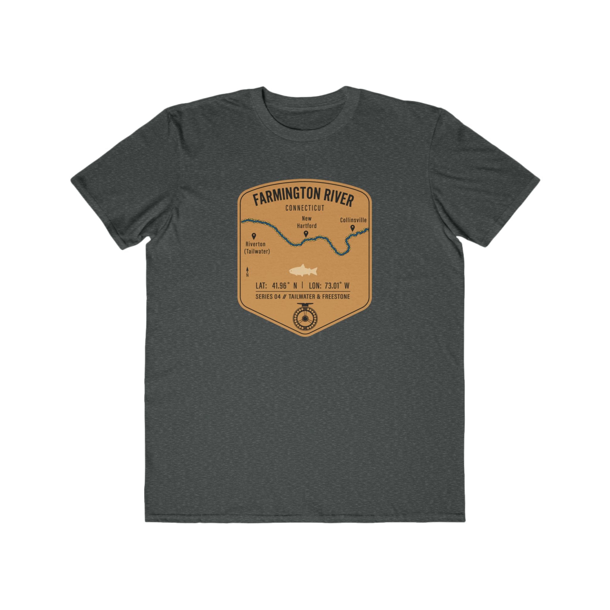 Farmington River Fishing Patch Tee | Trout Fly Rod Angler Shirt