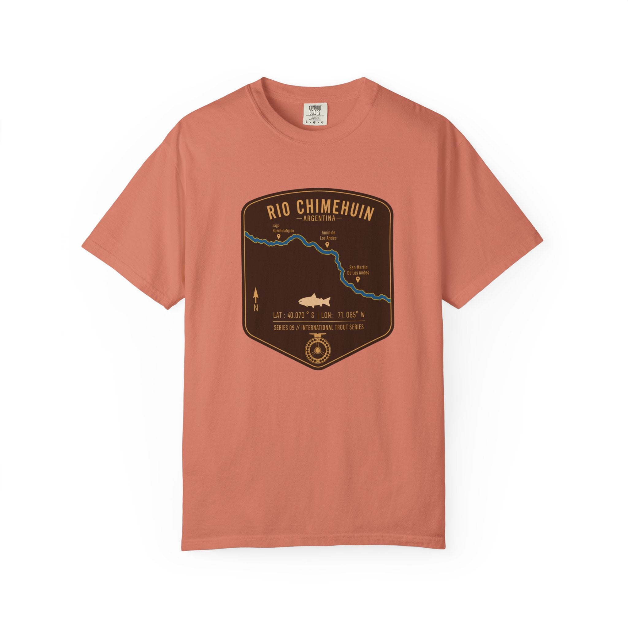 Global Series - Chimehuin River Argentina Fishing Map T-Shirt | River Map, Trout Graphic