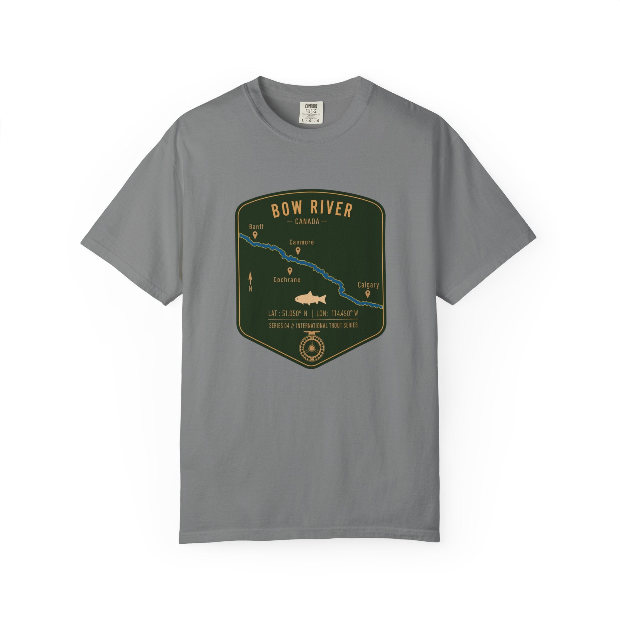 Global Series - Bow River Canada Fishing Map T-Shirt | River Map, Trout Graphic