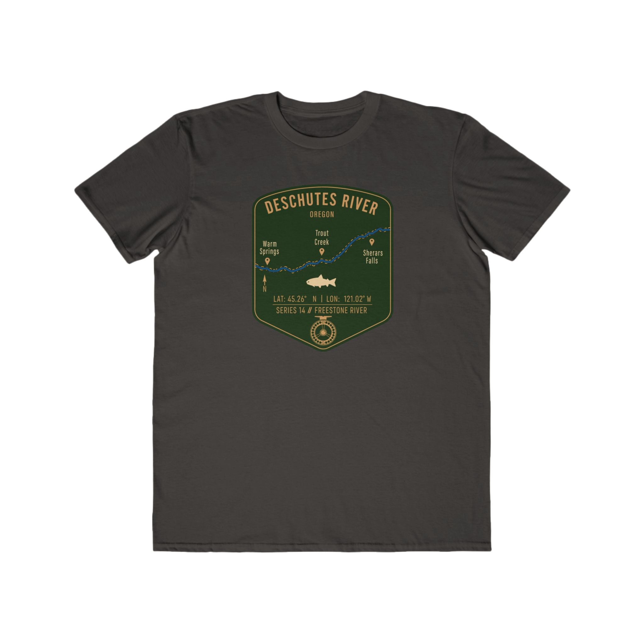 Deschutes River Fishing Patch Tee | Trout Fly Rod Angler Shirt